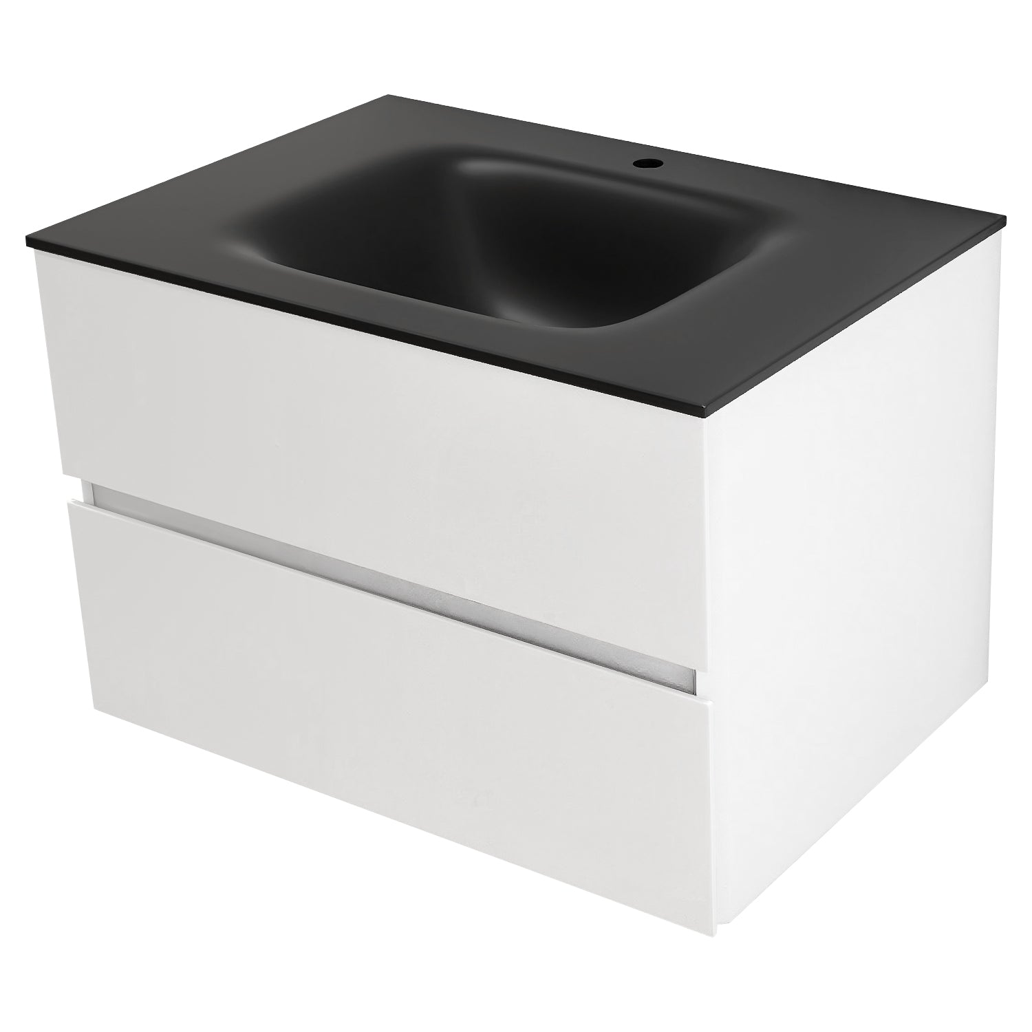 30 in. Wall-Mounted Bathroom Vanity Set in White with Black Quartz Top and Integrated Sink