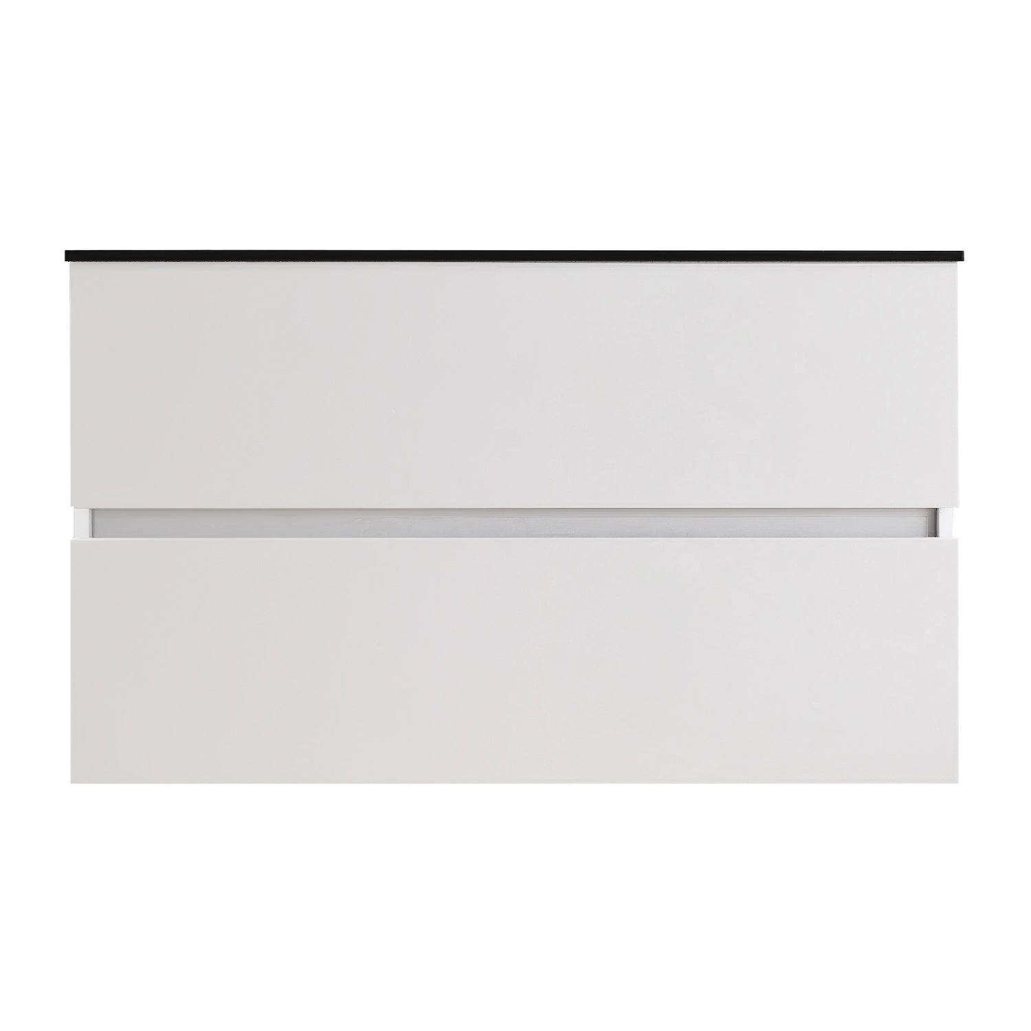 34 in. Wall-Mounted Bathroom Vanity Set in White with Black Quartz Top and Integrated Sink