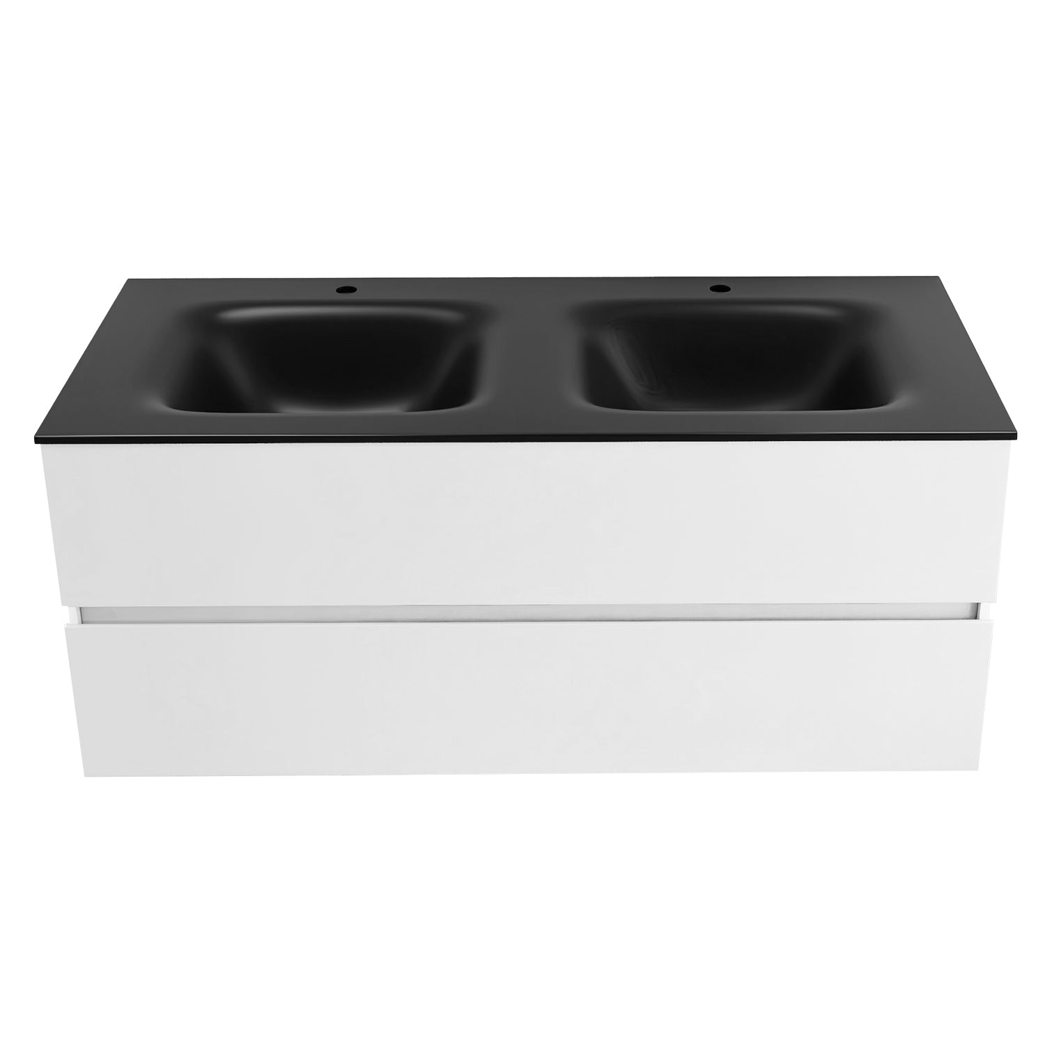 48 in. Wall-Mounted Bathroom Vanity Set in White with Black Quartz Top and Integrated Sink