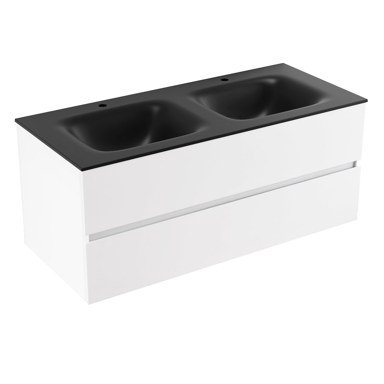 48 in. Wall-Mounted Bathroom Vanity Set in White with Black Quartz Top and Integrated Sink