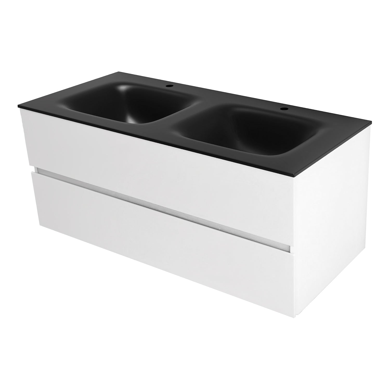 48 in. Wall-Mounted Bathroom Vanity Set in White with Black Quartz Top and Integrated Sink