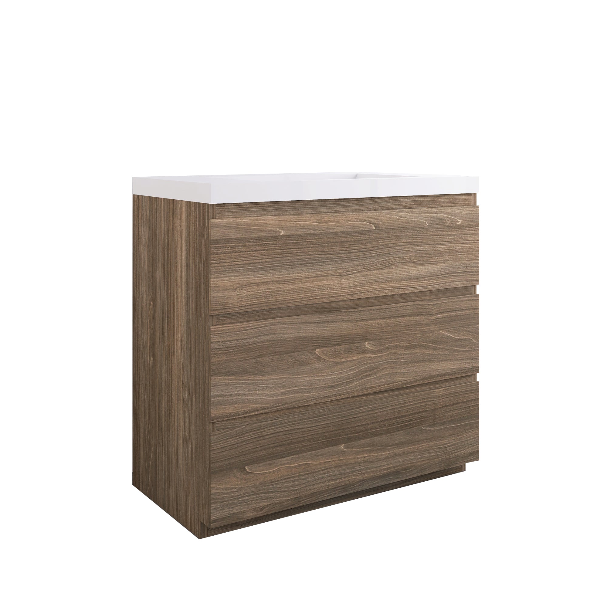 30 in. Freestanding Bath Vanity with White Cultured Marble Top