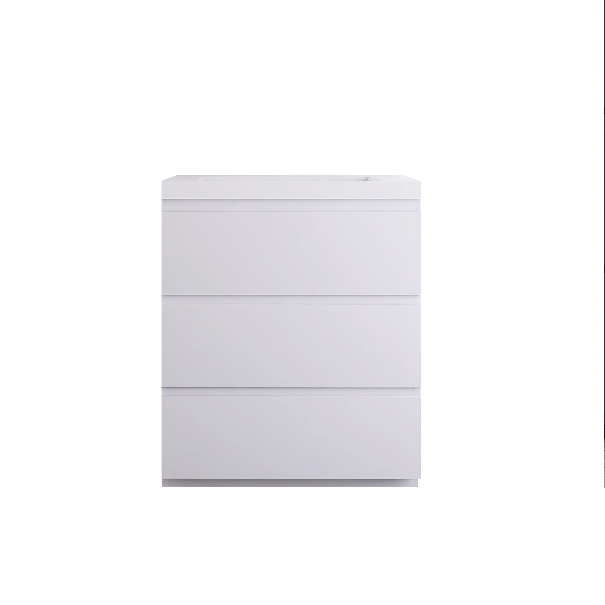 30 in. Freestanding Bath Vanity in Glossy White with White Cultured Marble Top