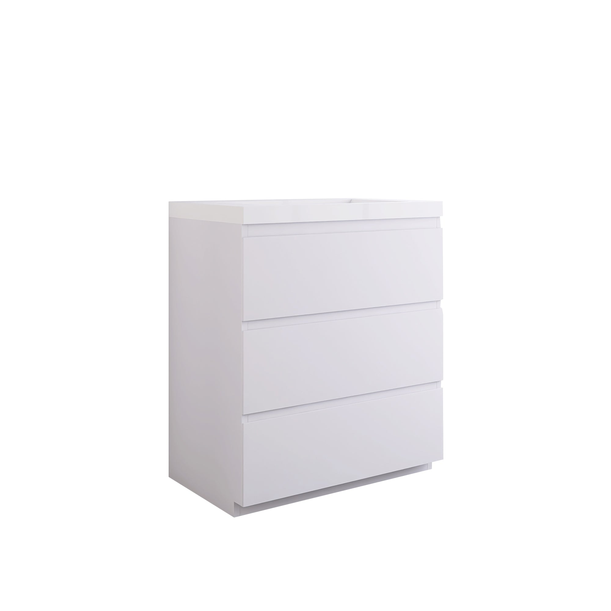 30 in. Freestanding Bath Vanity in Glossy White with White Cultured Marble Top
