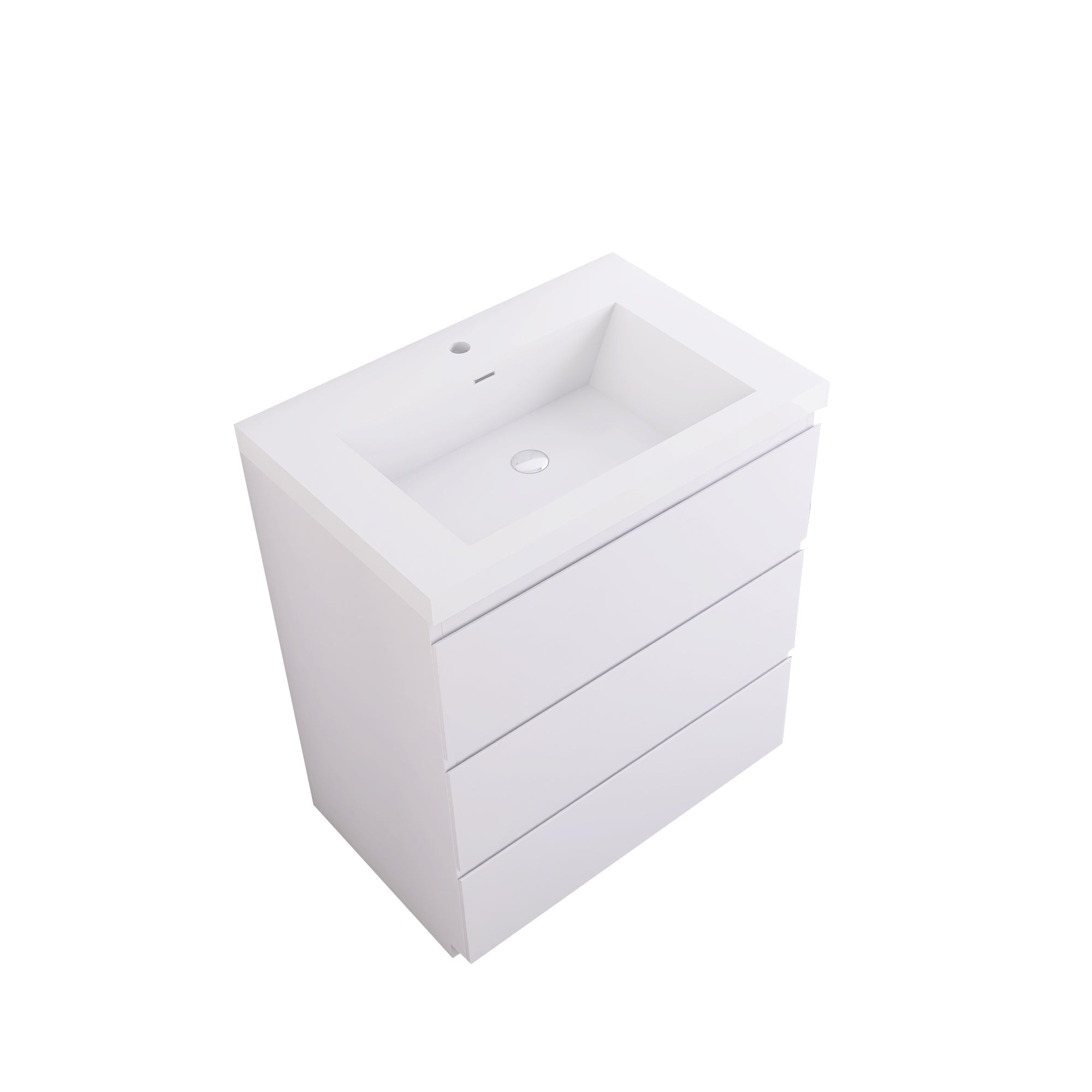 30 in. Freestanding Bath Vanity in Glossy White with White Cultured Marble Top