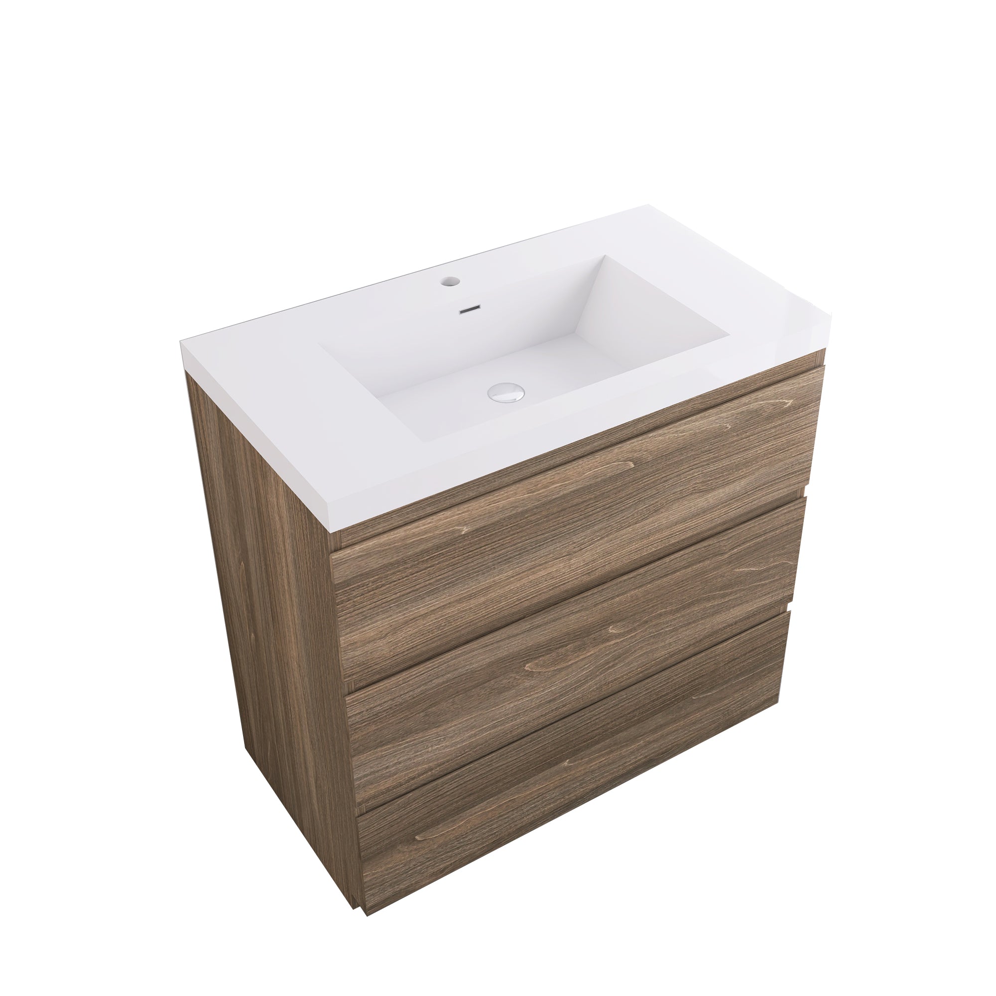 36 in. Freestanding Bath Vanity with White Cultured Marble Top