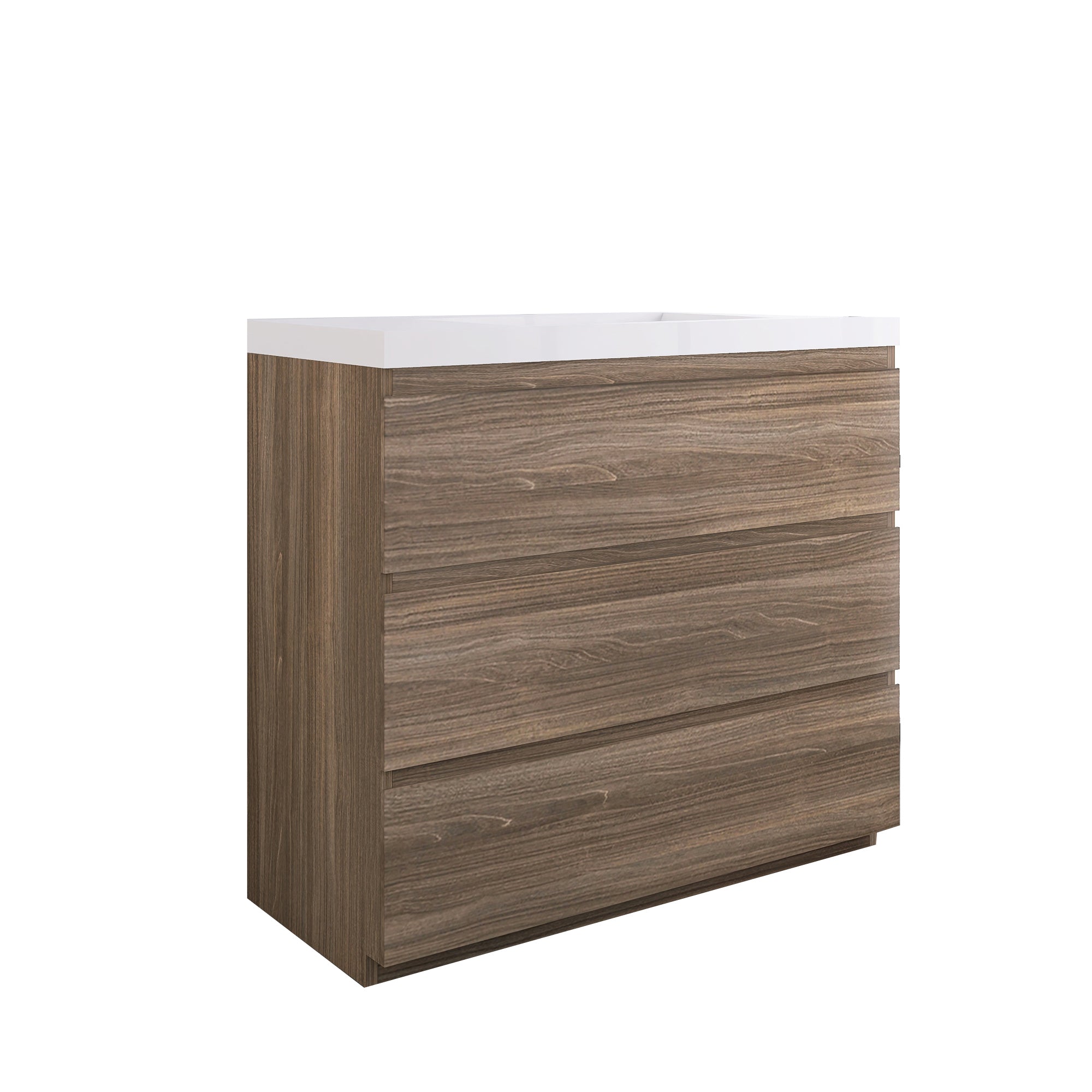 36 in. Freestanding Bath Vanity with White Cultured Marble Top