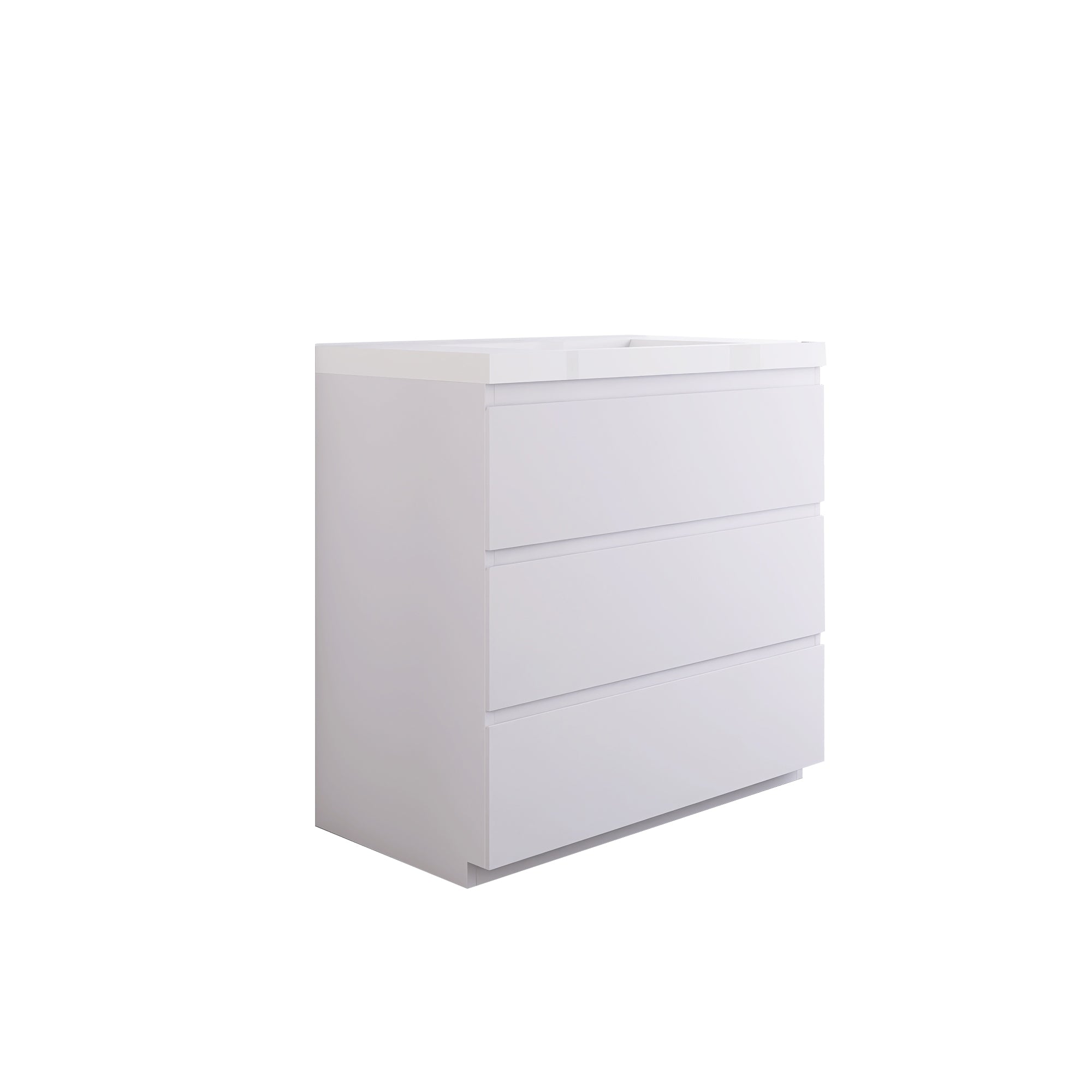 36 in. Freestanding Bath Vanity in Glossy White with White Cultured Marble Top