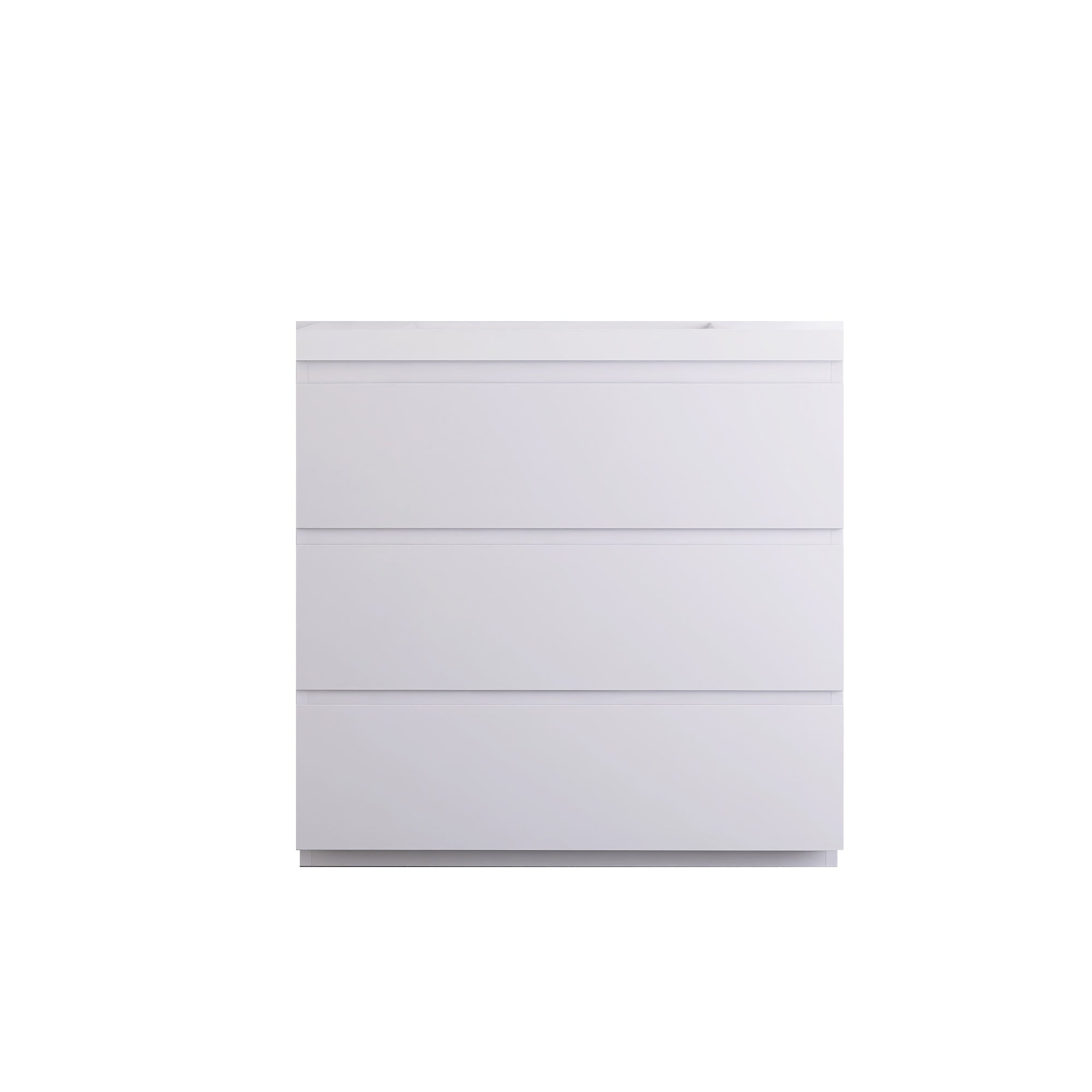 36 in. Freestanding Bath Vanity in Glossy White with White Cultured Marble Top