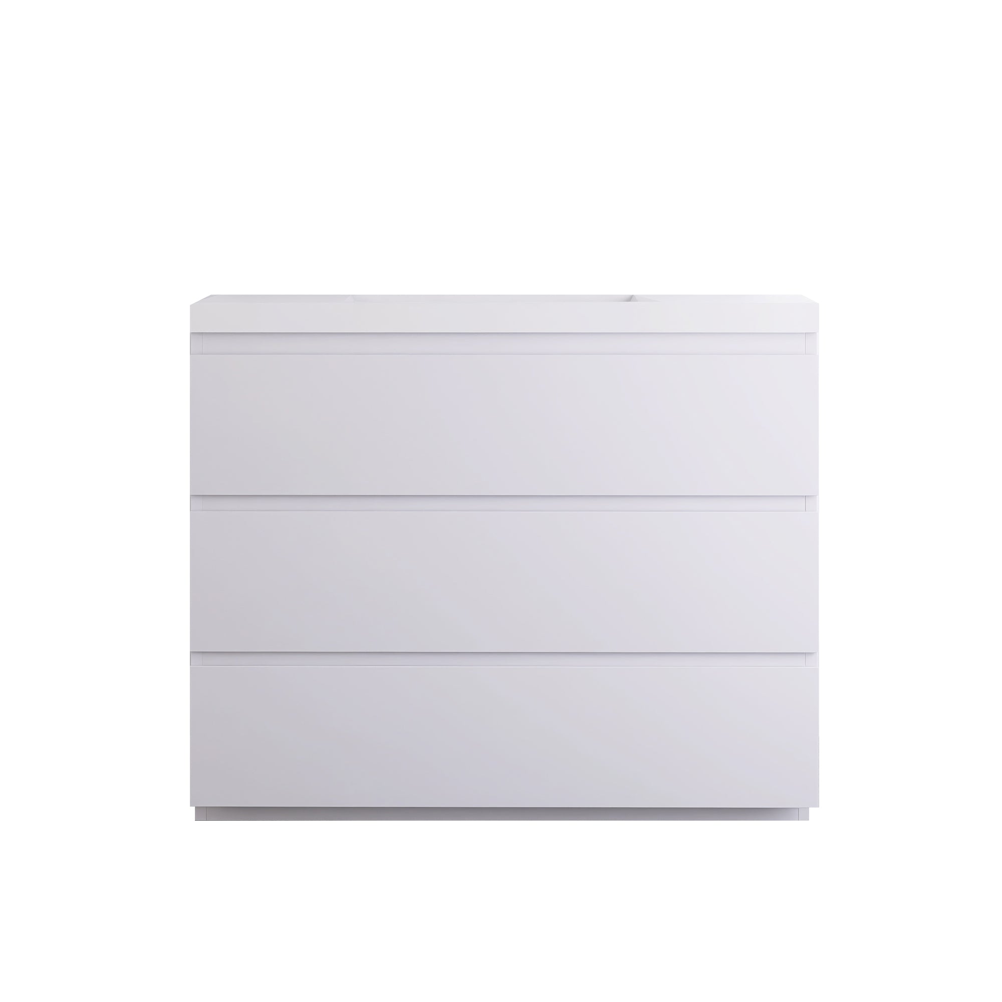 42 in. Freestanding Bath Vanity in Glossy White with White Cultured Marble Top