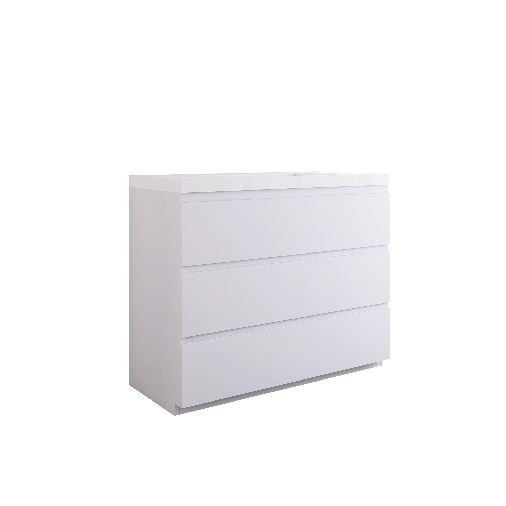 42 in. Freestanding Bath Vanity in Glossy White with White Cultured Marble Top