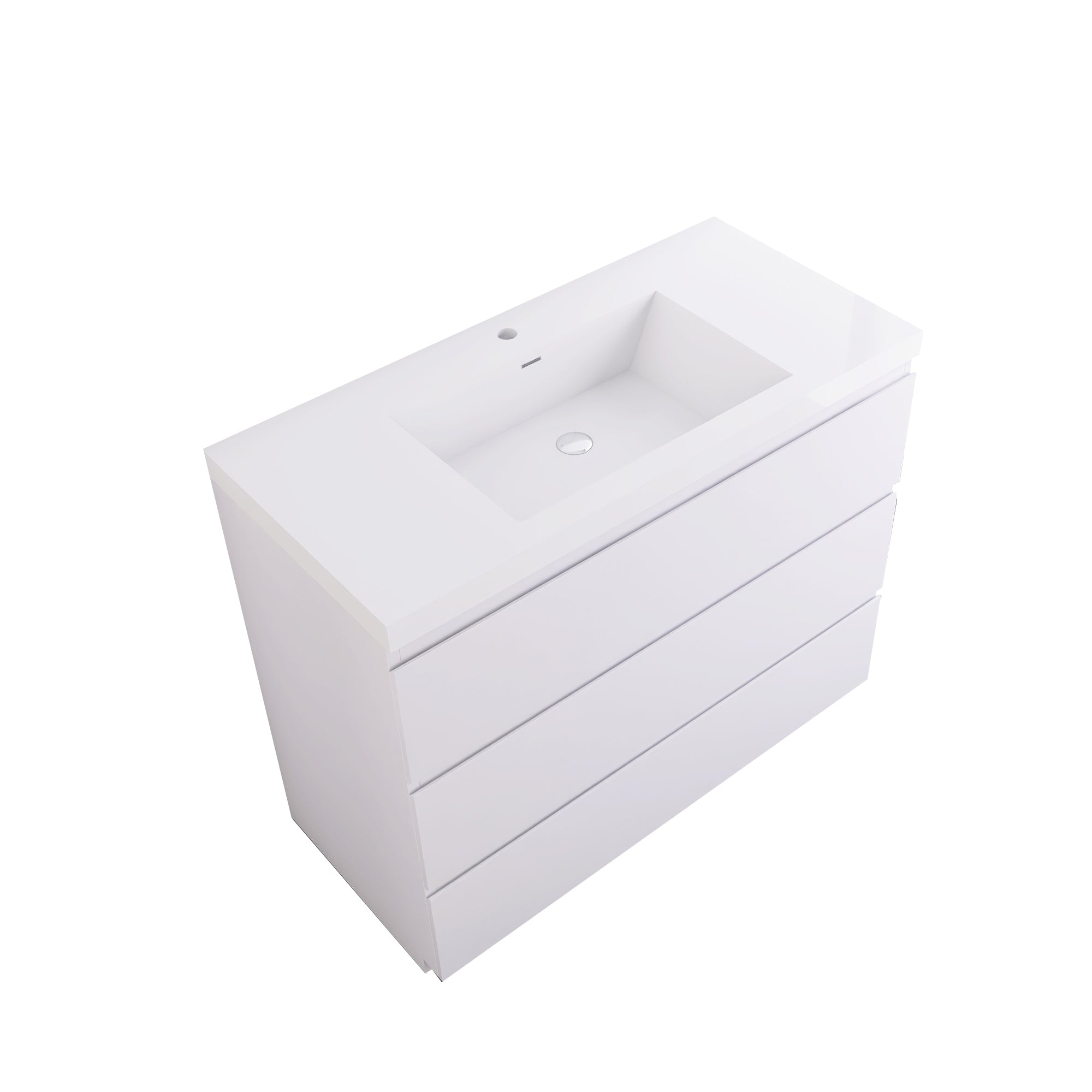 42 in. Freestanding Bath Vanity in Glossy White with White Cultured Marble Top
