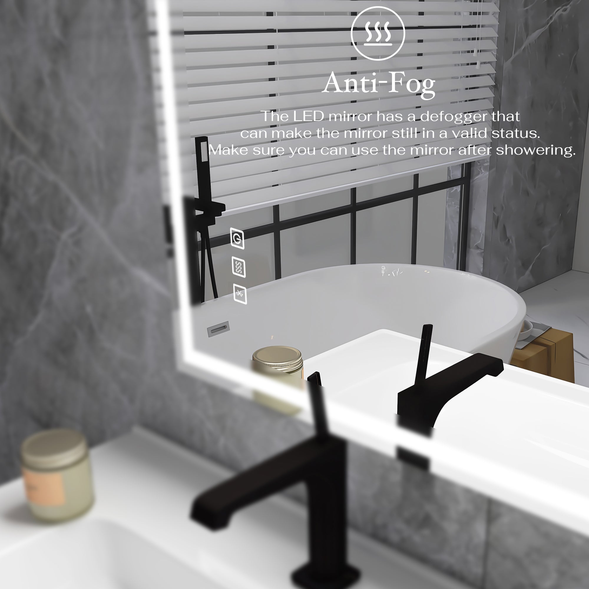 3015-2432 Rectangular Frameless Anti-Fog Multi-functional Wall-Mount LED Bathroom Vanity Mirror