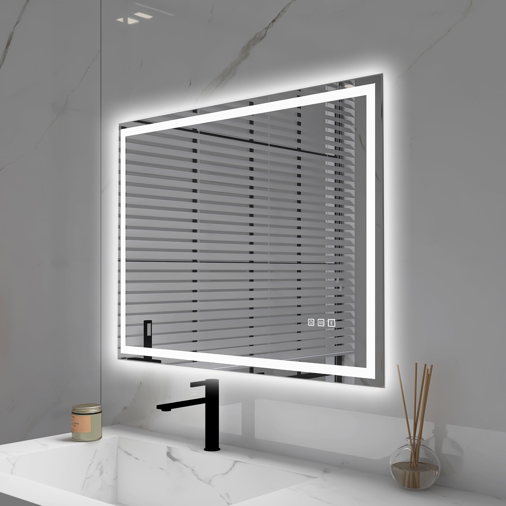 3015-2432 Rectangular Frameless Anti-Fog Multi-functional Wall-Mount LED Bathroom Vanity Mirror