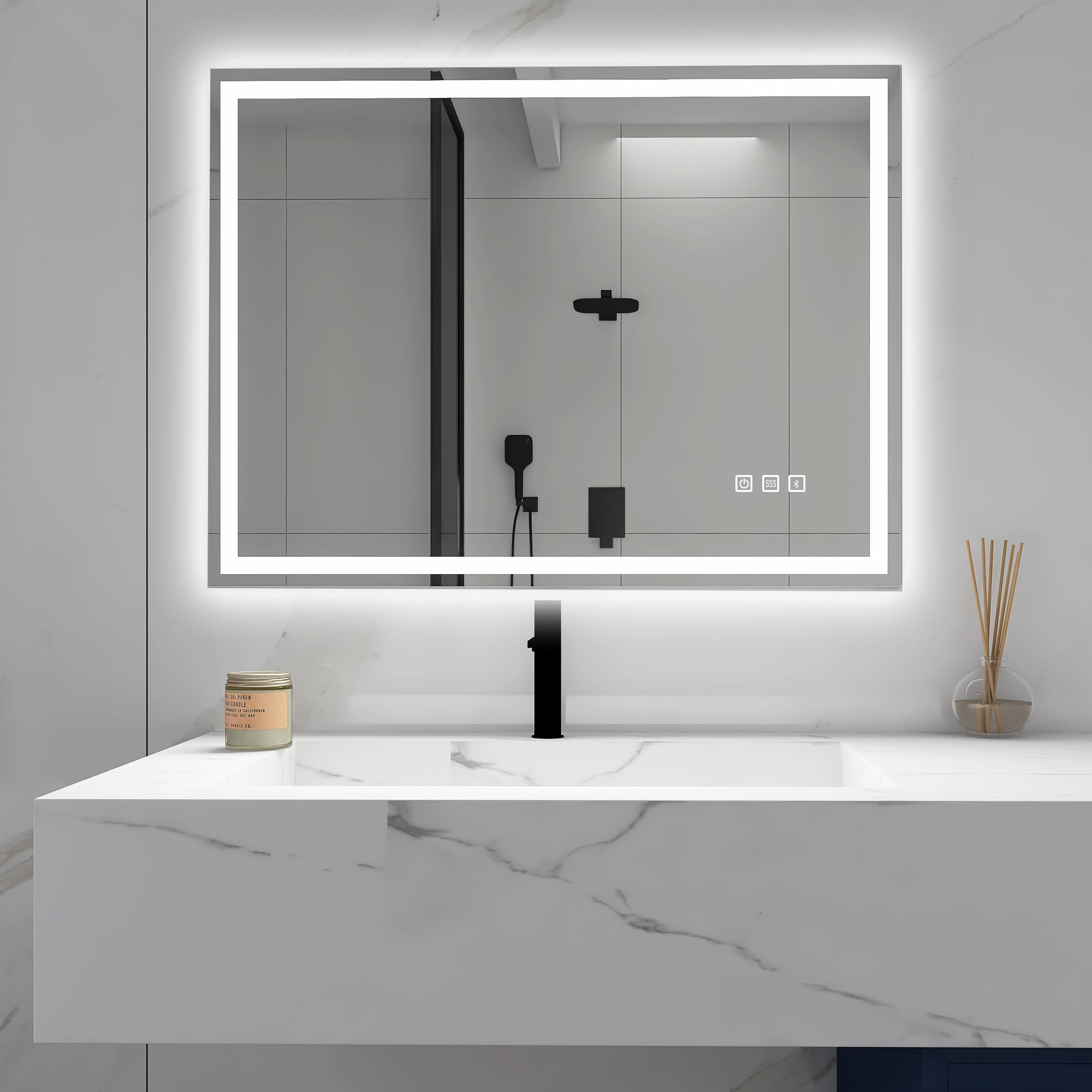 3015-2432 Rectangular Frameless Anti-Fog Multi-functional Wall-Mount LED Bathroom Vanity Mirror
