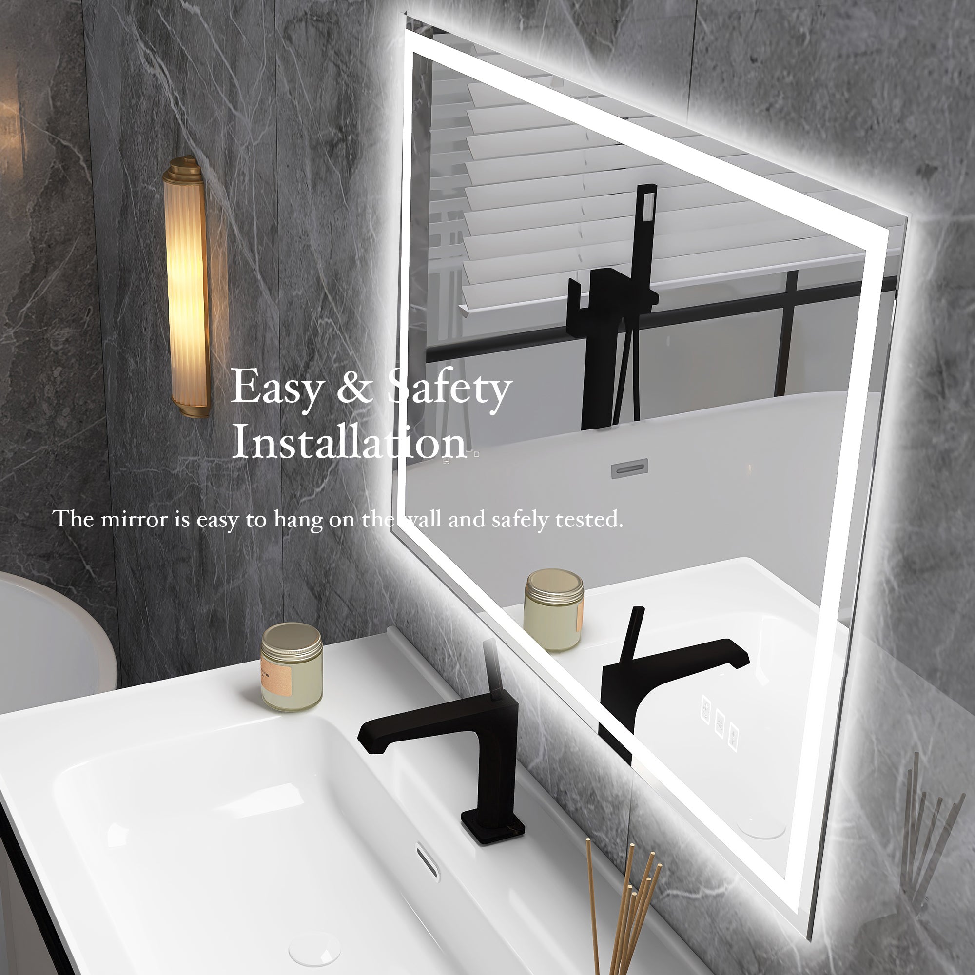 3015-2432 Rectangular Frameless Anti-Fog Multi-functional Wall-Mount LED Bathroom Vanity Mirror