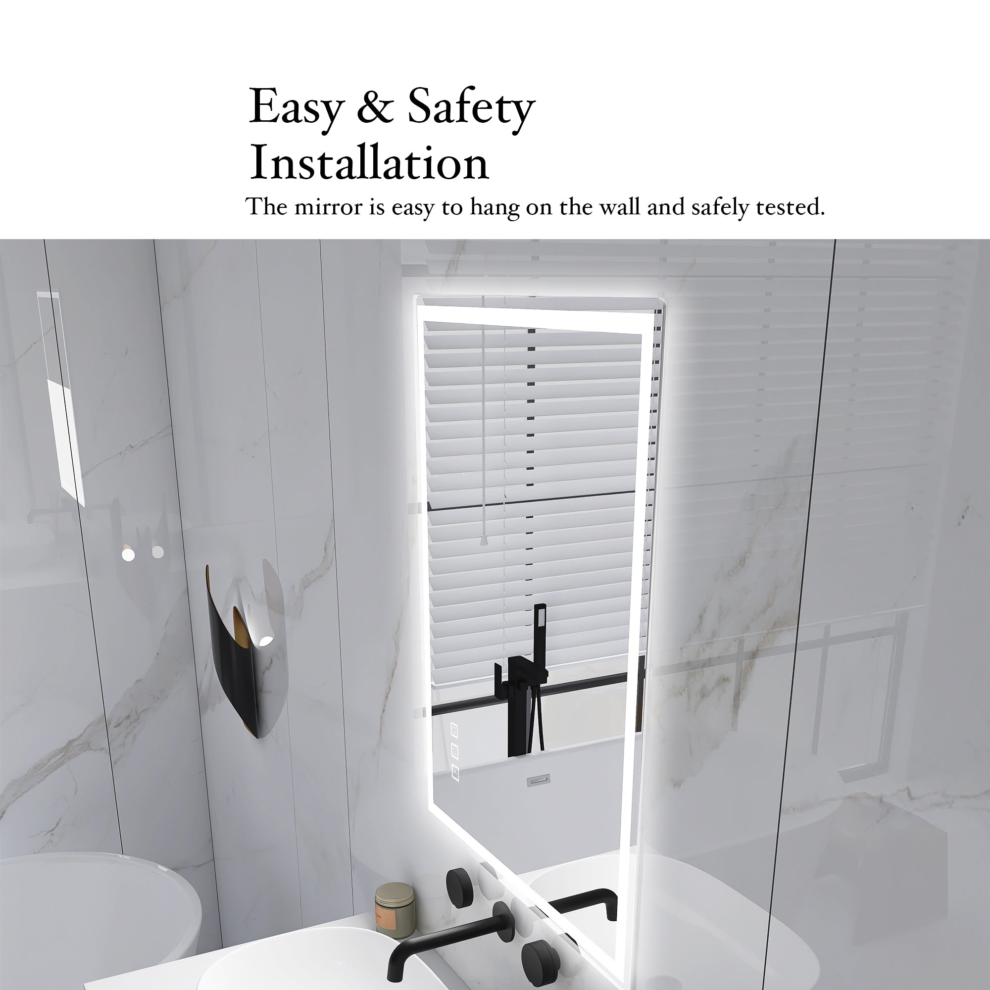 3015-2836 Rectangular Frameless Anti-Fog Multi-functional Wall-Mount LED Bathroom Vanity Mirror