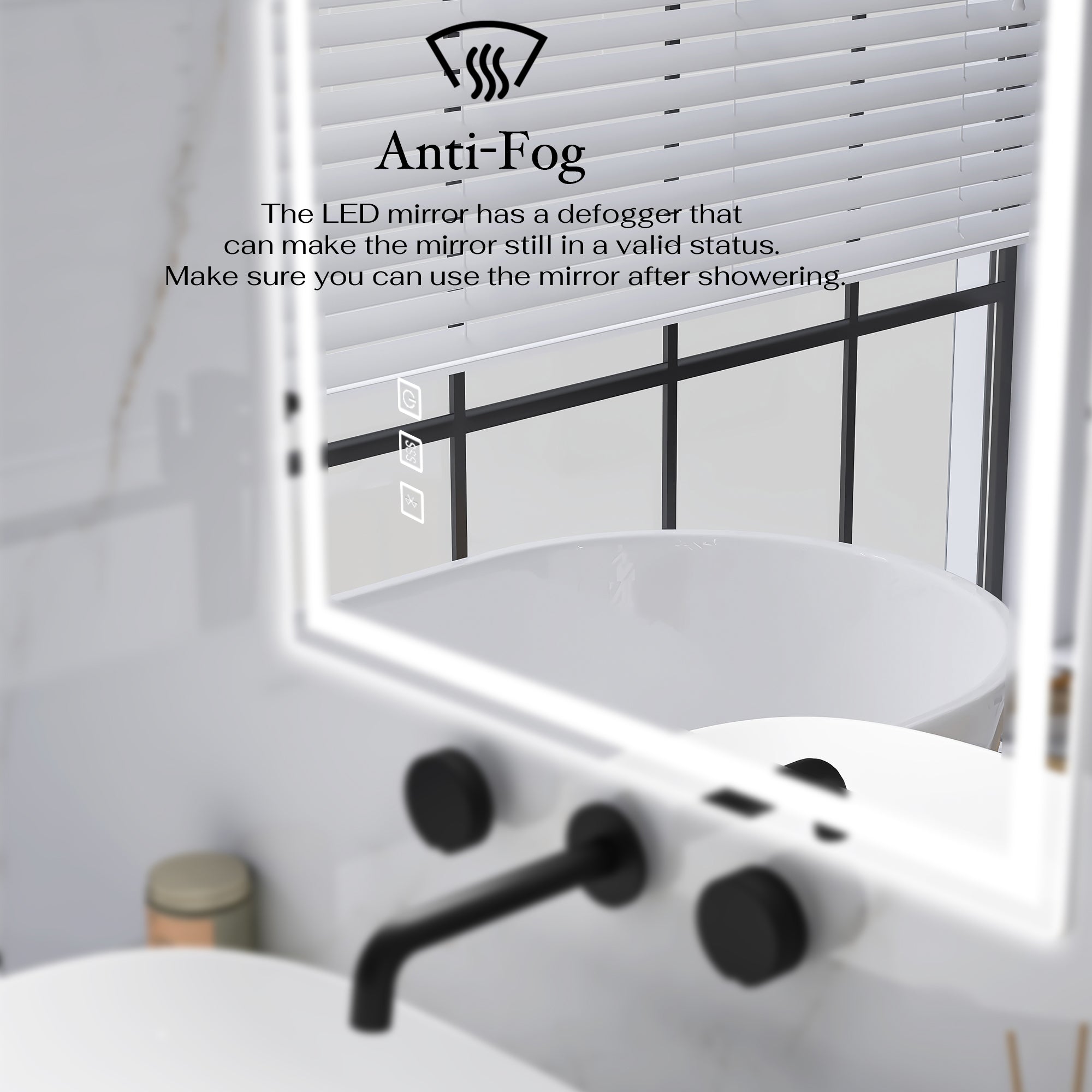 3015-2840 Rectangular Frameless Anti-Fog Multi-functional Wall-Mount LED Bathroom Vanity Mirror