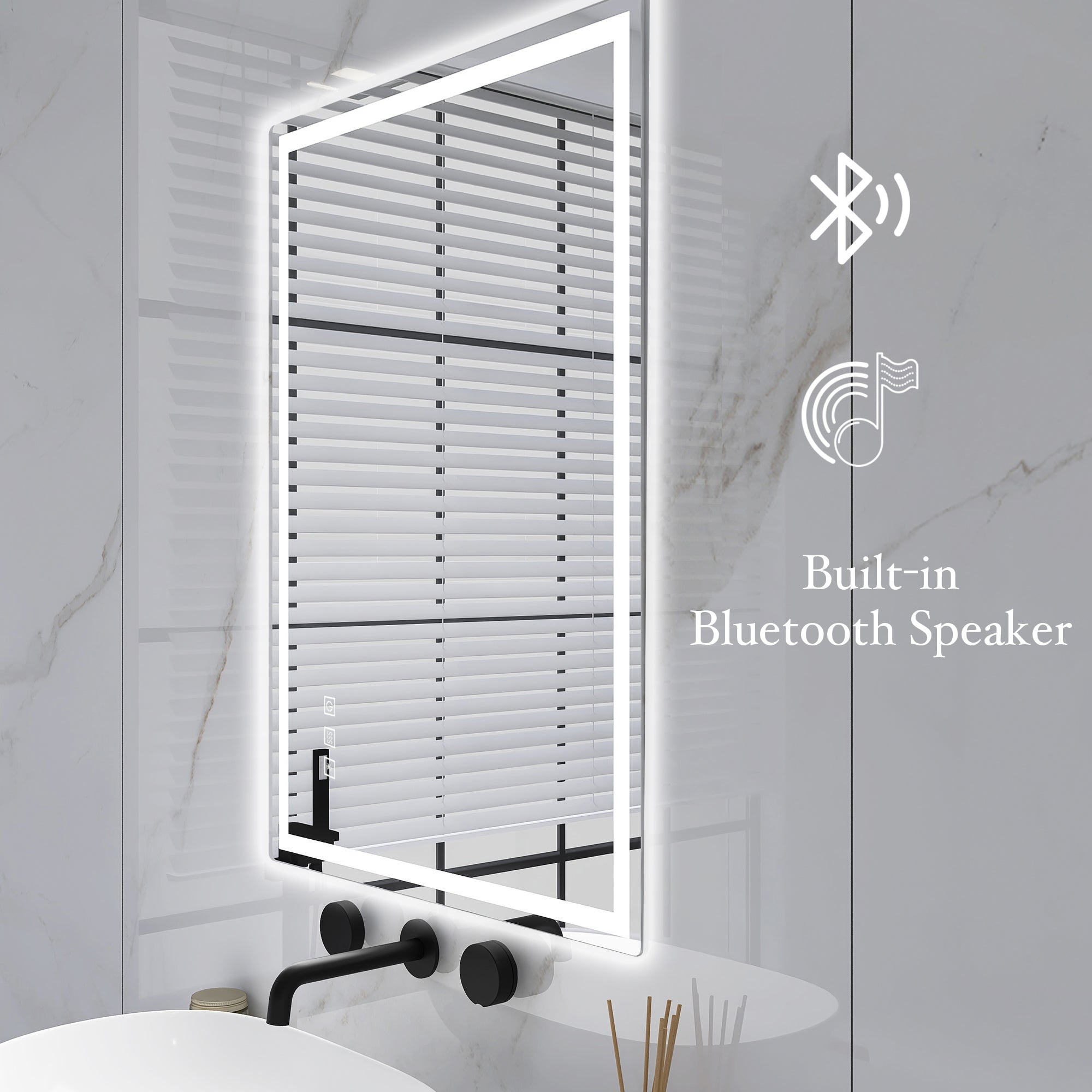 3015-2840 Rectangular Frameless Anti-Fog Multi-functional Wall-Mount LED Bathroom Vanity Mirror