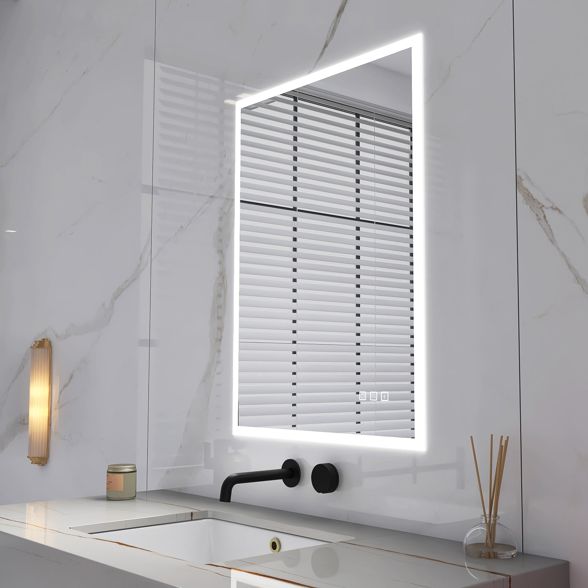 24x32 in. Rectangular Frameless Anti-Fog Wall Mounted Dimmable LED Bathroom Vanity Mirror