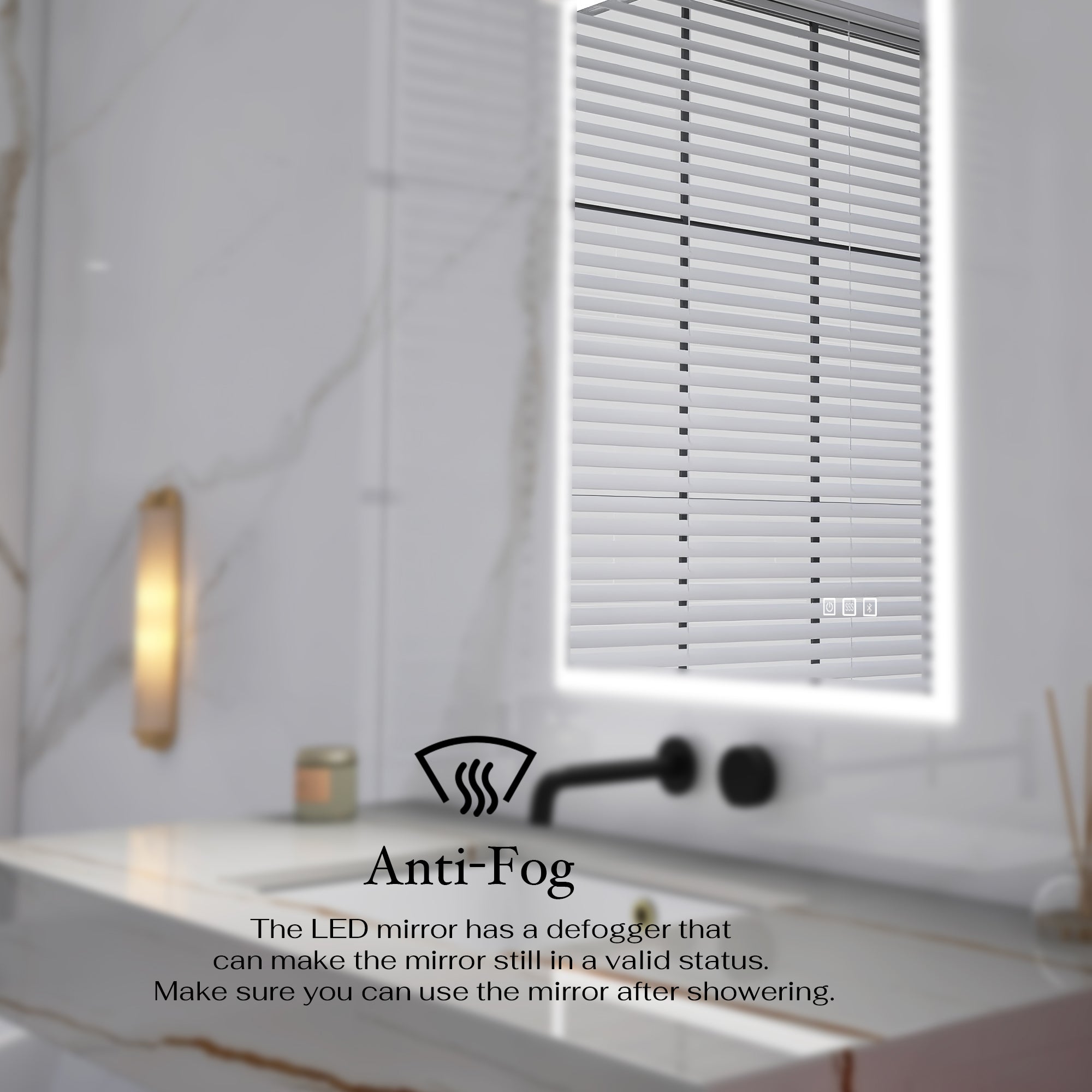 24x32 in. Rectangular Frameless Anti-Fog Wall Mounted Dimmable LED Bathroom Vanity Mirror