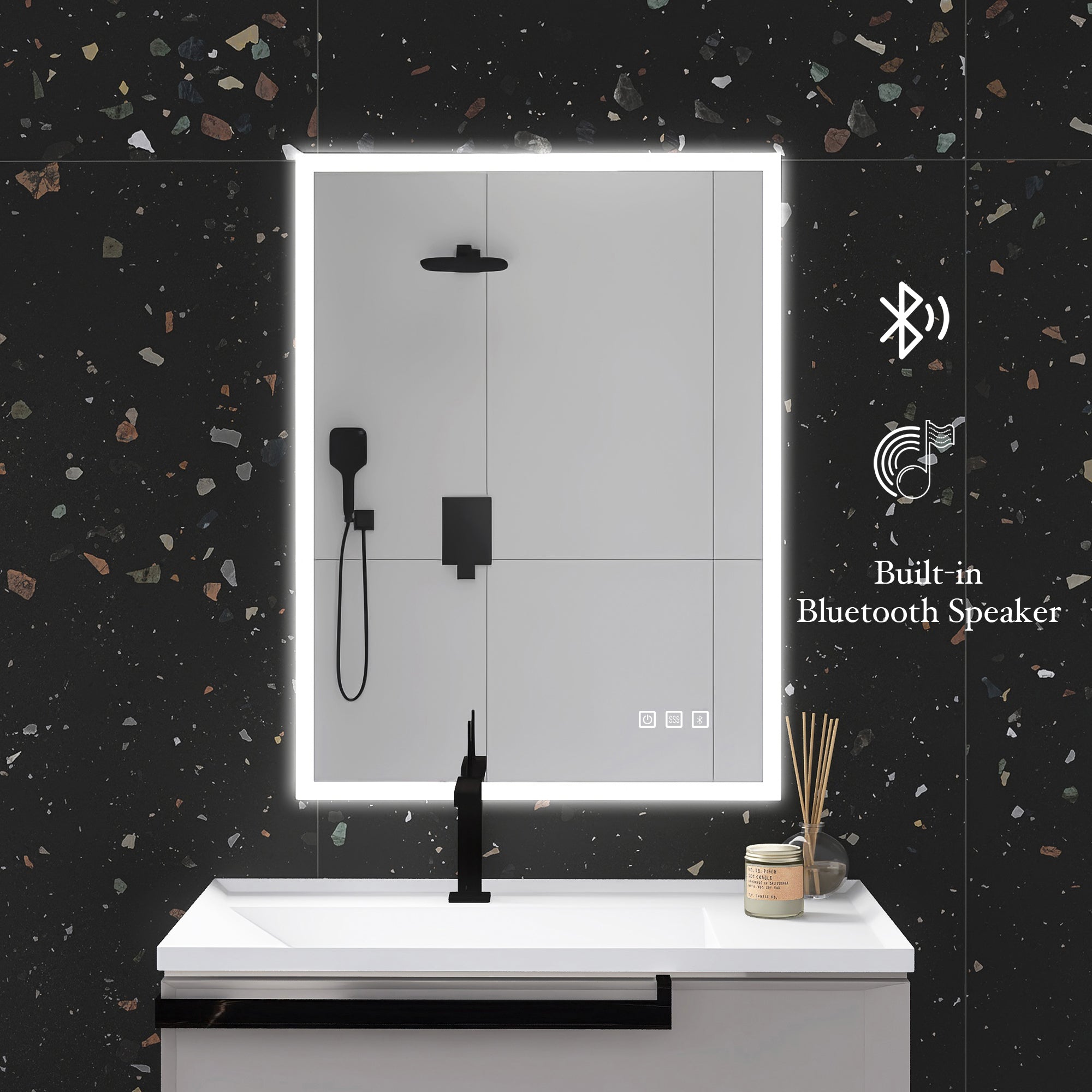 24x32 in. Rectangular Frameless Anti-Fog Wall Mounted Dimmable LED Bathroom Vanity Mirror