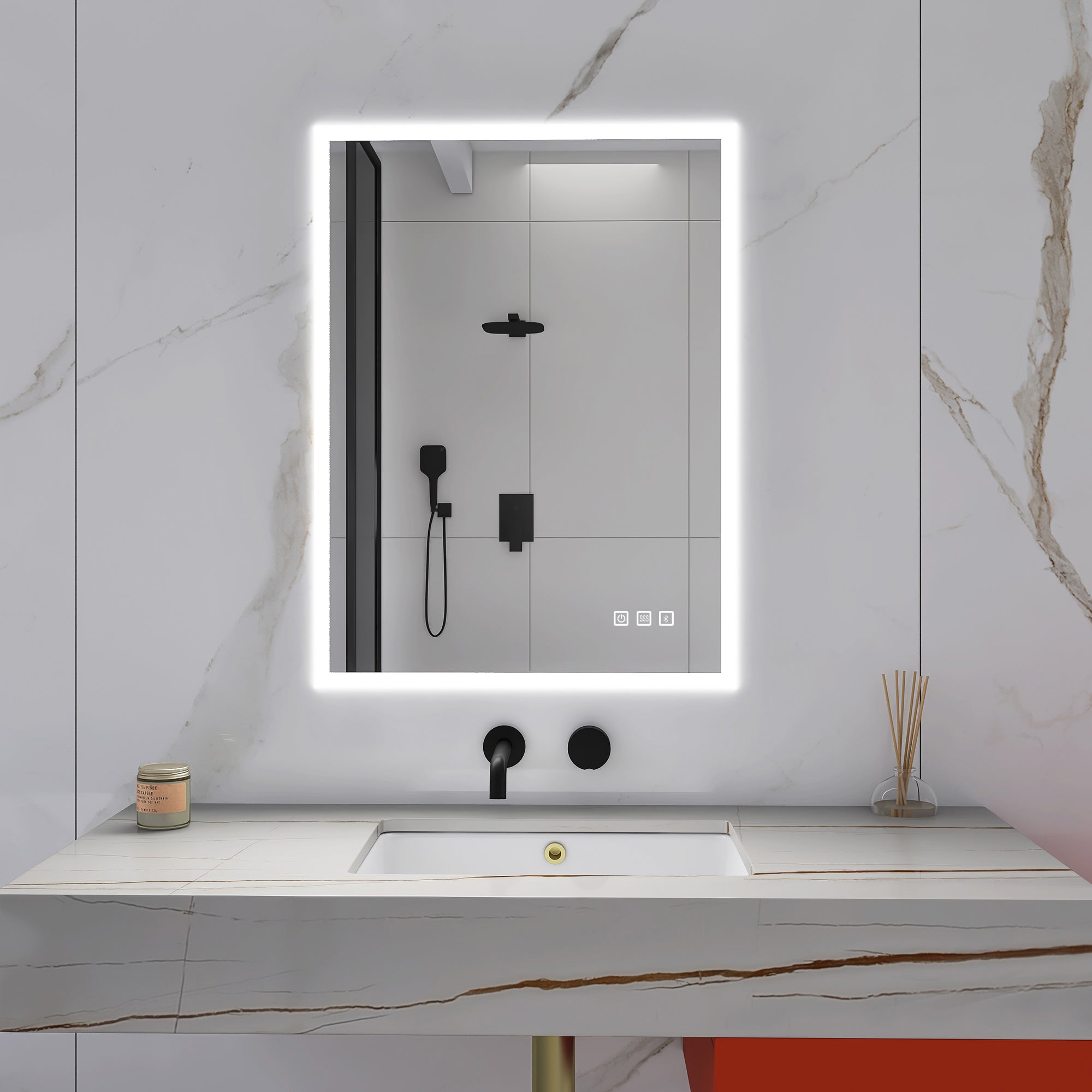 24x32 in. Rectangular Frameless Anti-Fog Wall Mounted Dimmable LED Bathroom Vanity Mirror