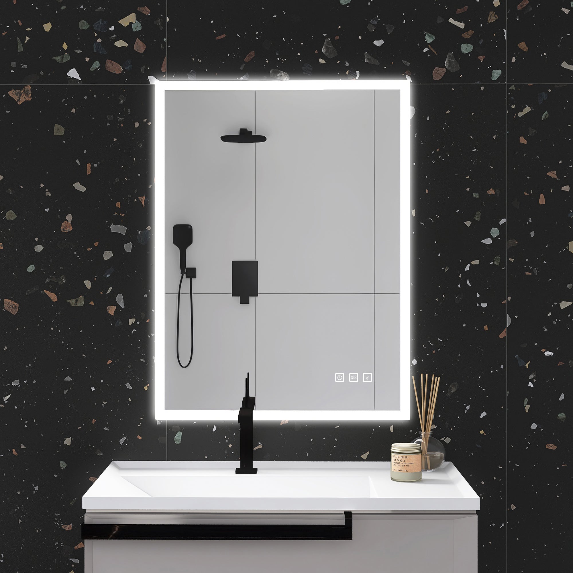 24x32 in. Rectangular Frameless Anti-Fog Wall Mounted Dimmable LED Bathroom Vanity Mirror