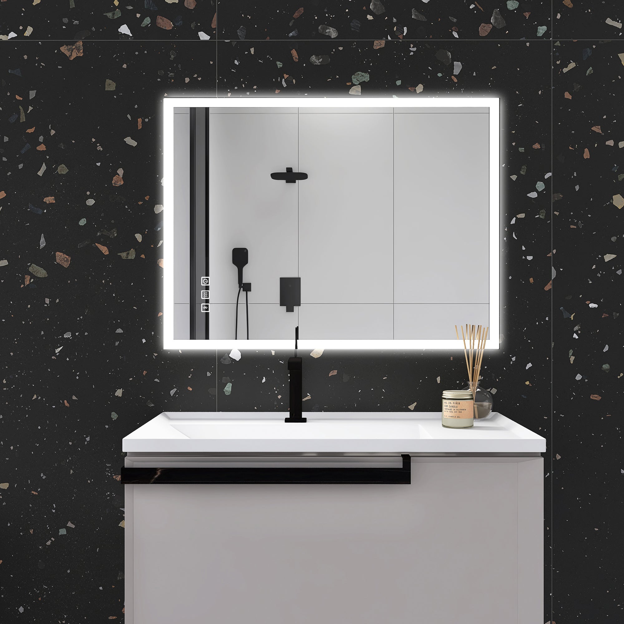 24x32 in. Rectangular Frameless Anti-Fog Wall Mounted Dimmable LED Bathroom Vanity Mirror