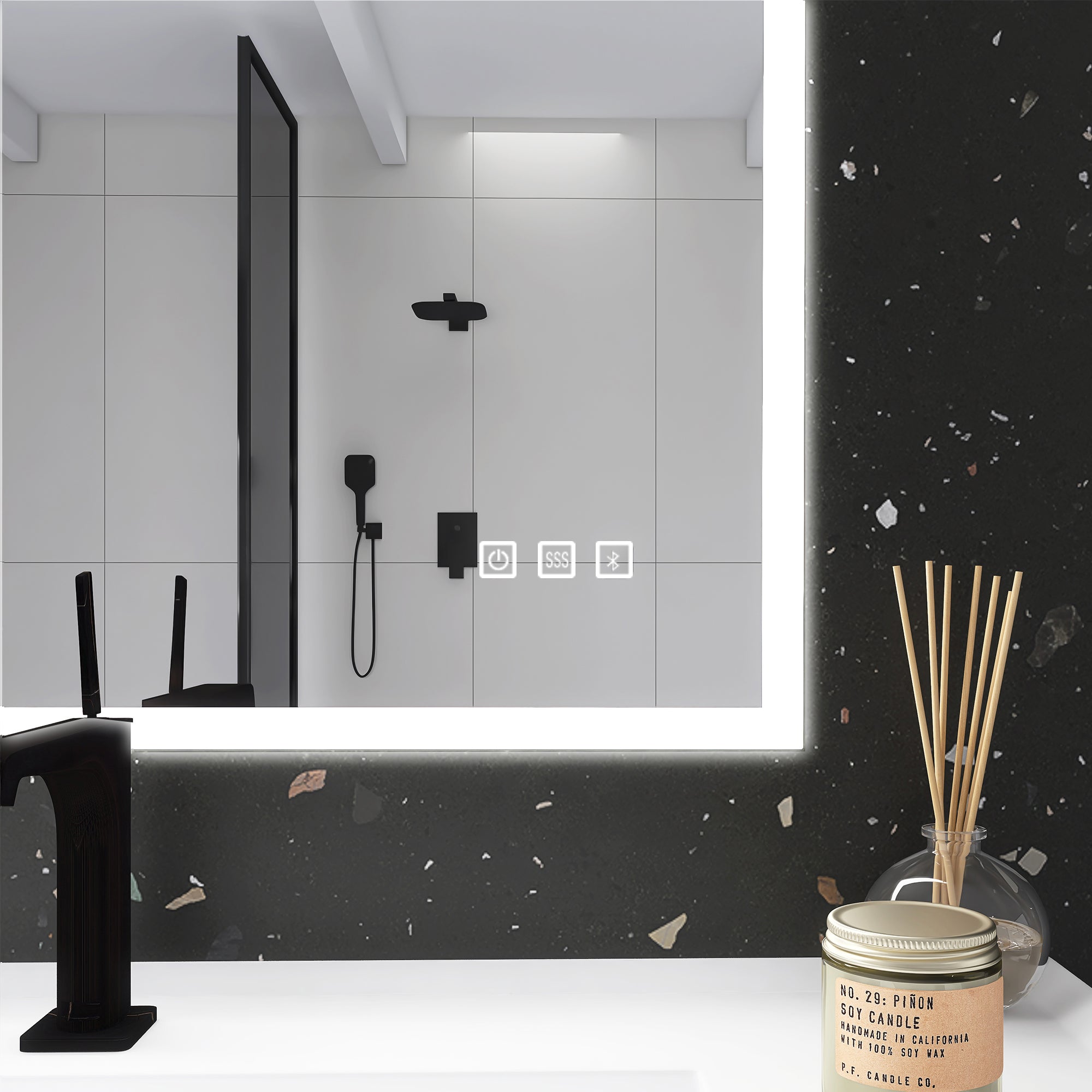 24x32 in. Rectangular Frameless Anti-Fog Wall Mounted Dimmable LED Bathroom Vanity Mirror