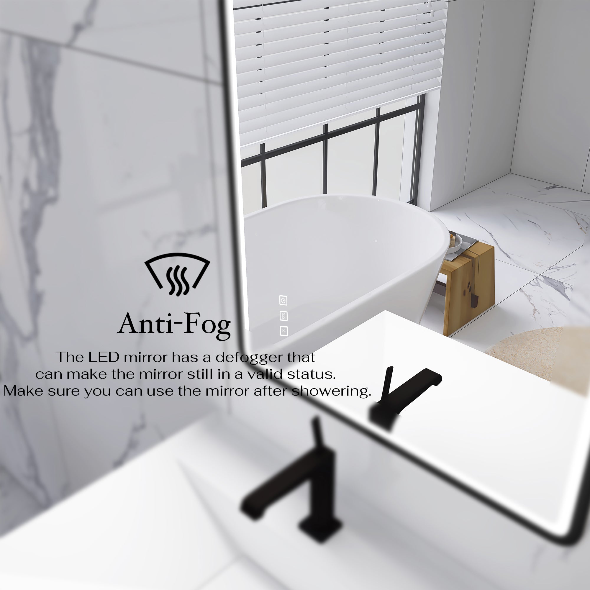 Rectangular Framed Multi-functional Wall Mounted LED Bathroom Vanity Mirror