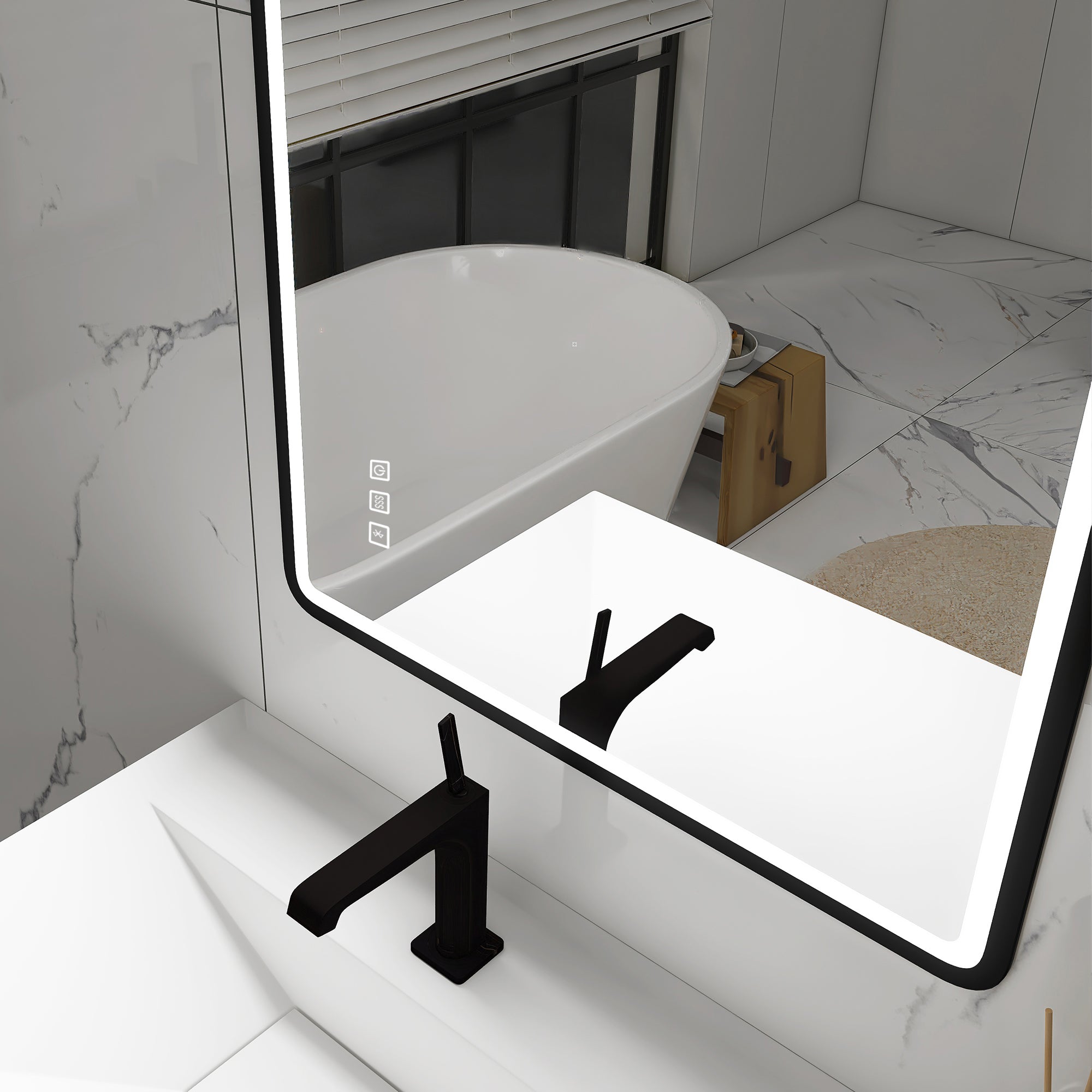 Rectangular Framed Multi-functional Wall Mounted LED Bathroom Vanity Mirror