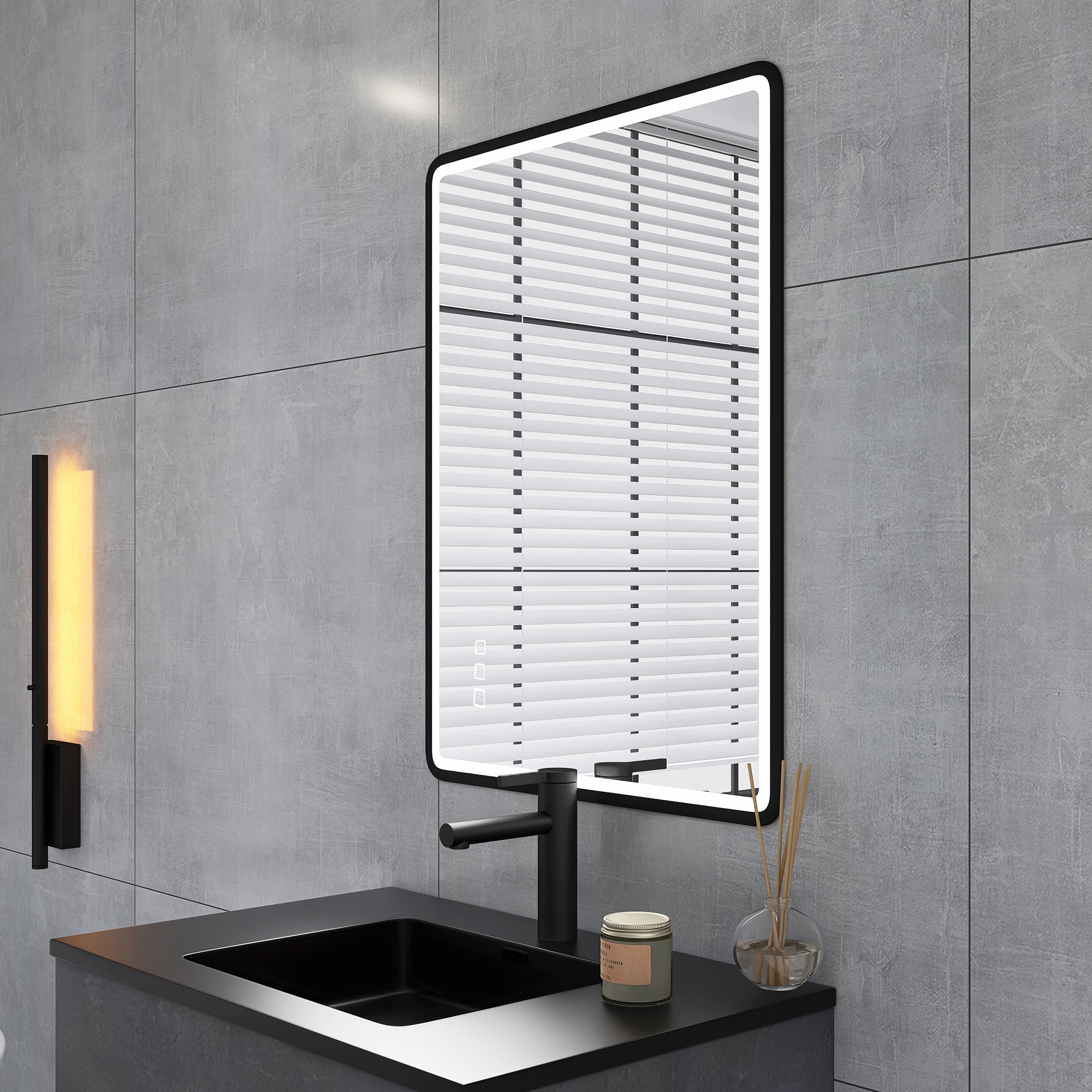 Rectangular Framed Multi-functional Wall Mounted LED Bathroom Vanity Mirror