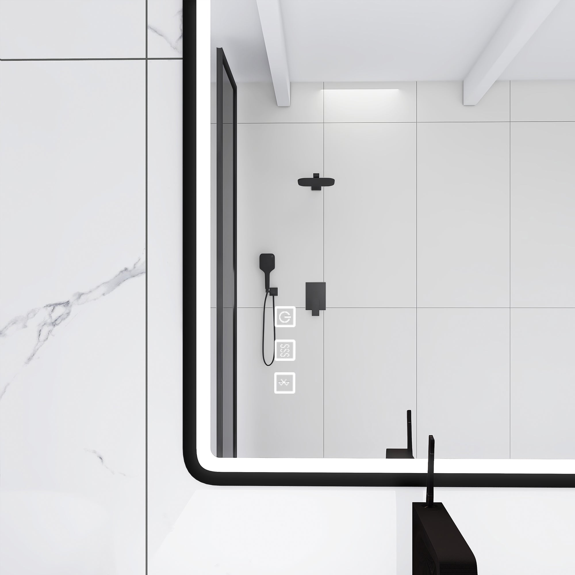Rectangular Framed Multi-functional Wall Mounted LED Bathroom Vanity Mirror