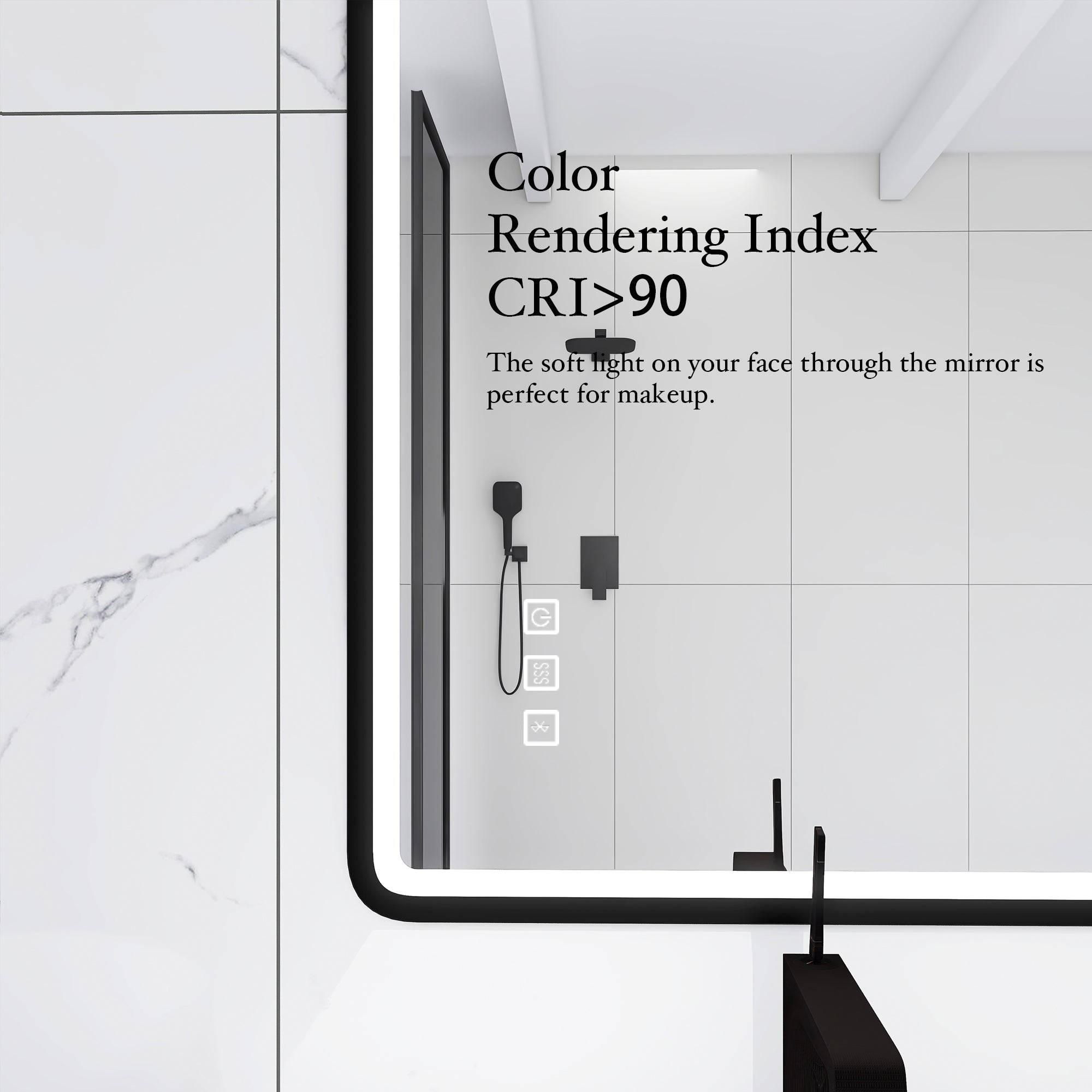 Rectangular Framed Multi-functional Wall Mounted LED Bathroom Vanity Mirror