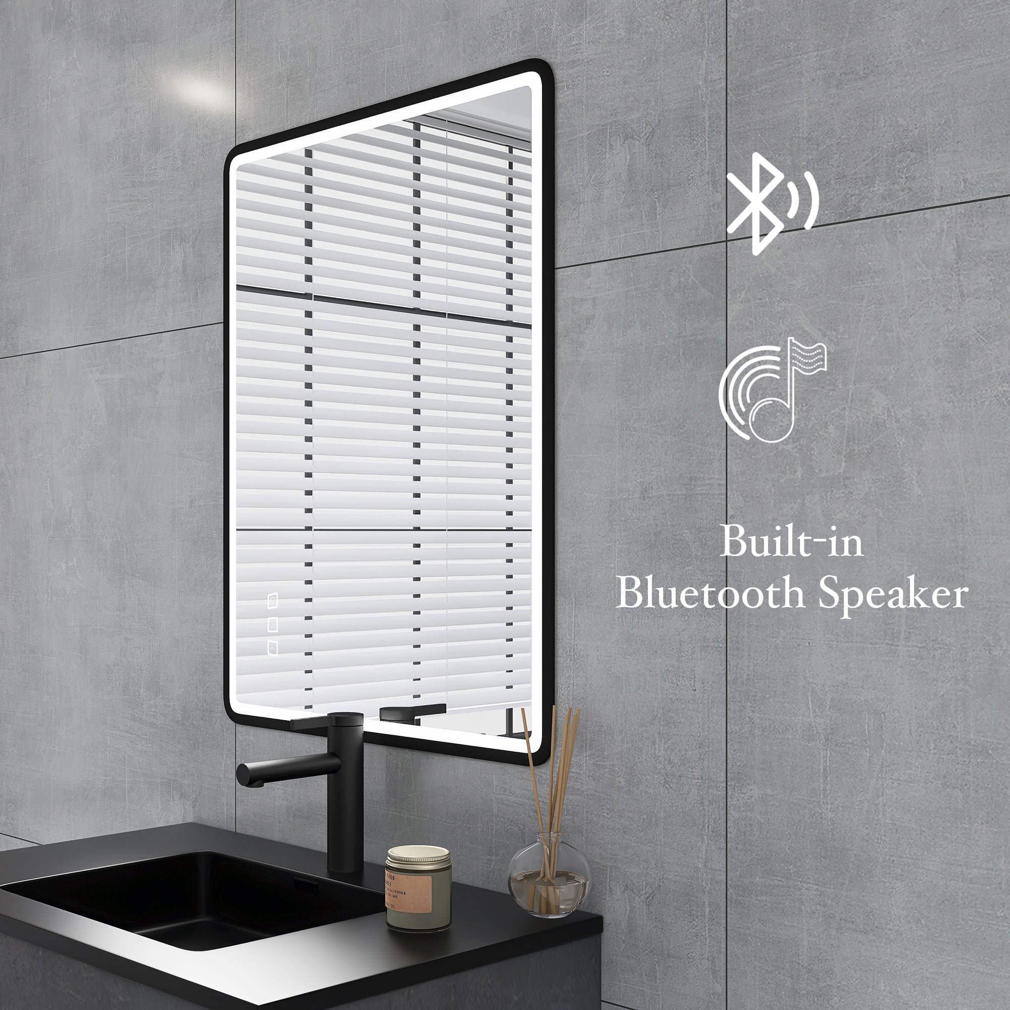 Rectangular Framed Multi-functional Wall Mounted LED Bathroom Vanity Mirror