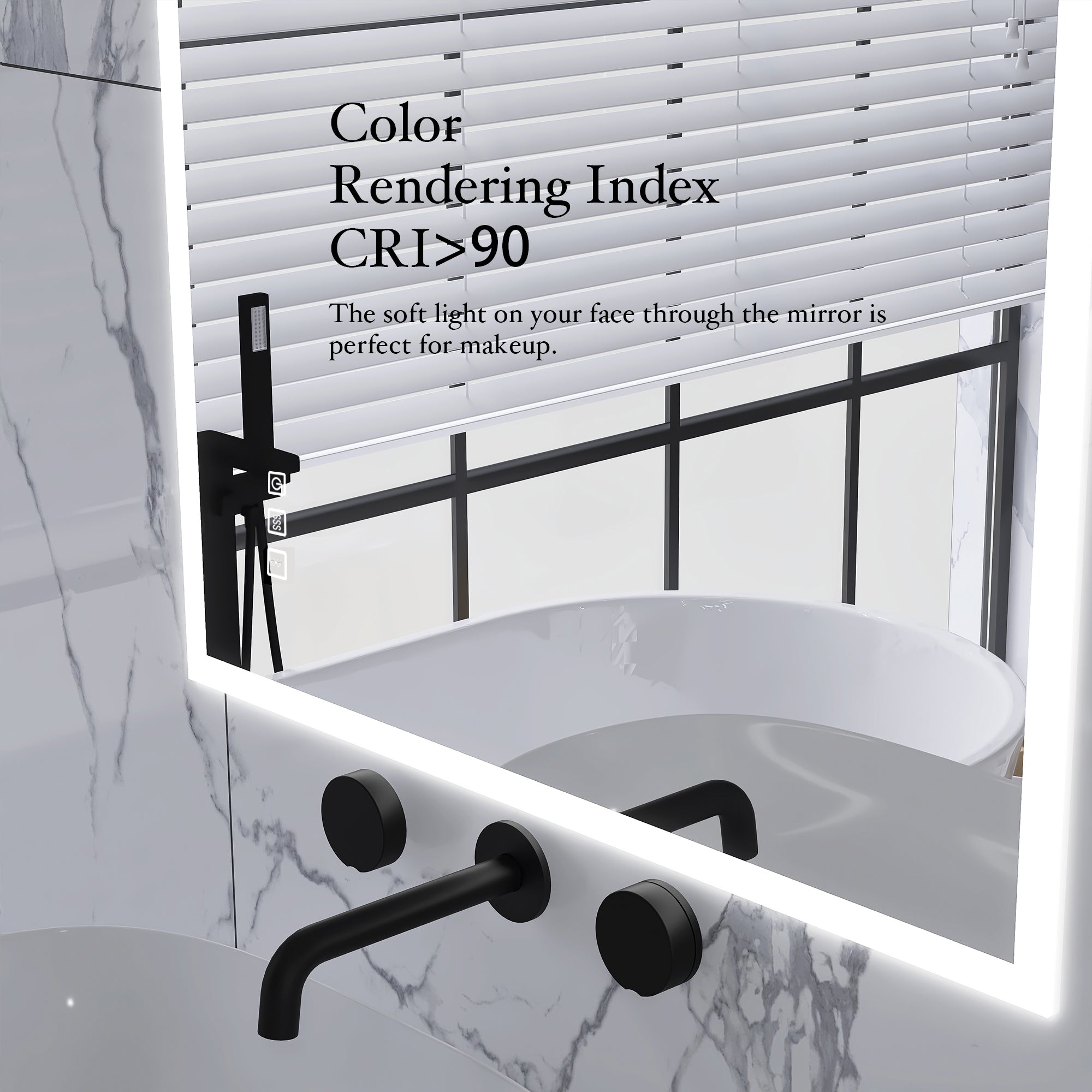 28x36 Rectangular Frameless Anti-Fog Wall Mounted Dimmable LED Bathroom Vanity Mirror