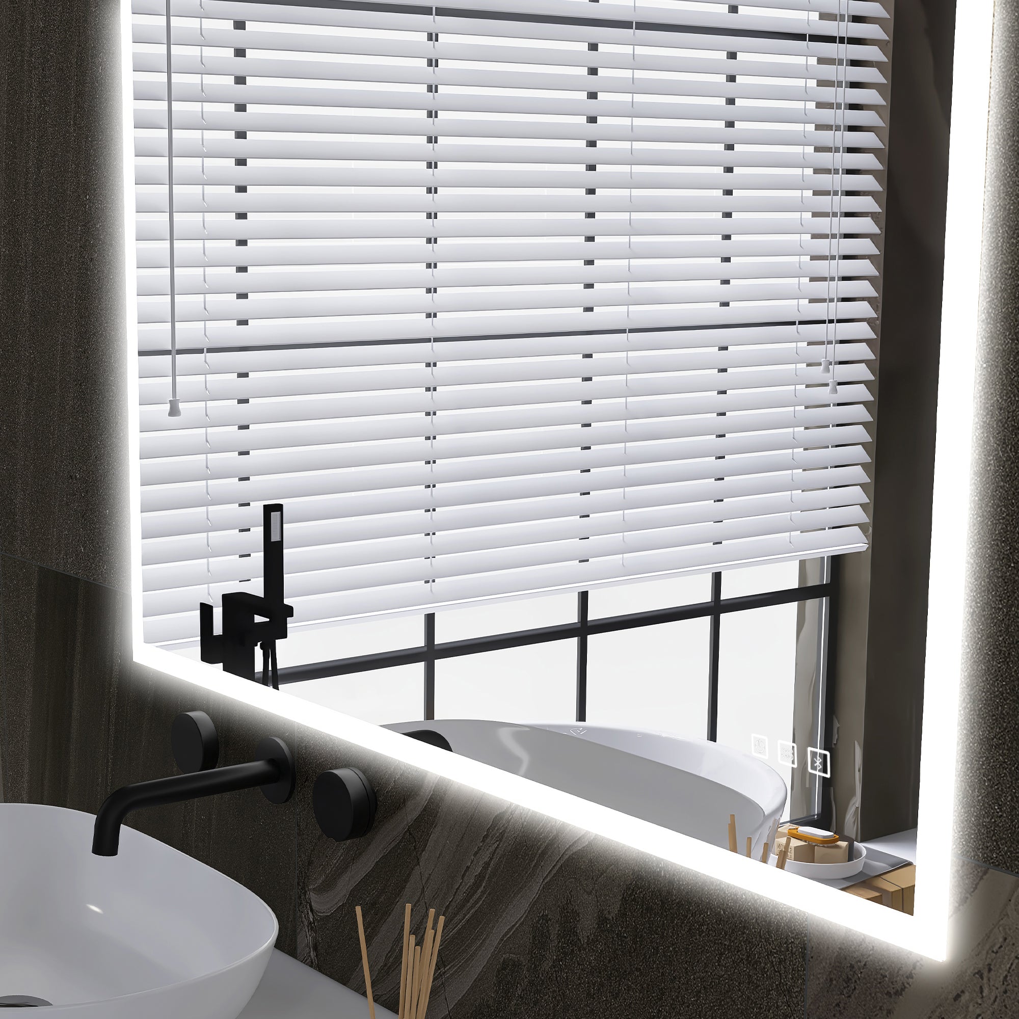2840 Rectangular Frameless Anti-Fog Wall Mounted Dimmable LED Bathroom Vanity Mirror