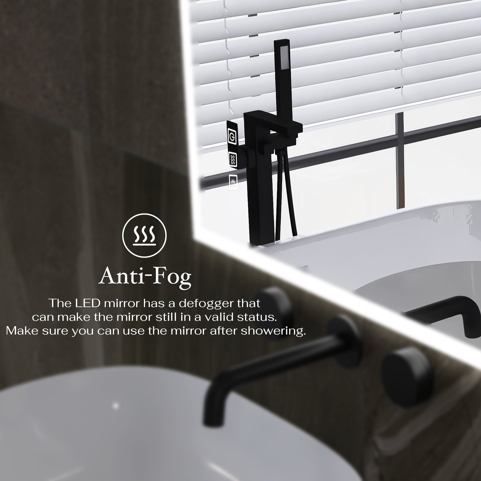 2840 Rectangular Frameless Anti-Fog Wall Mounted Dimmable LED Bathroom Vanity Mirror