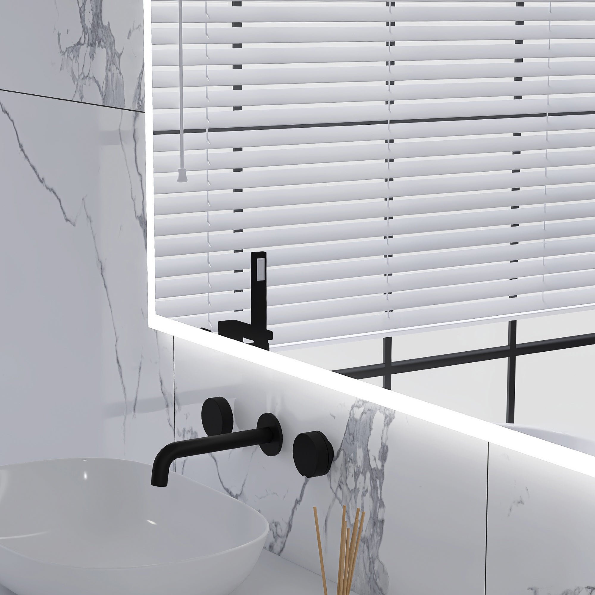 28X48 Rectangular Frameless Anti-Fog Wall Mounted Dimmable LED Bathroom Vanity Mirror