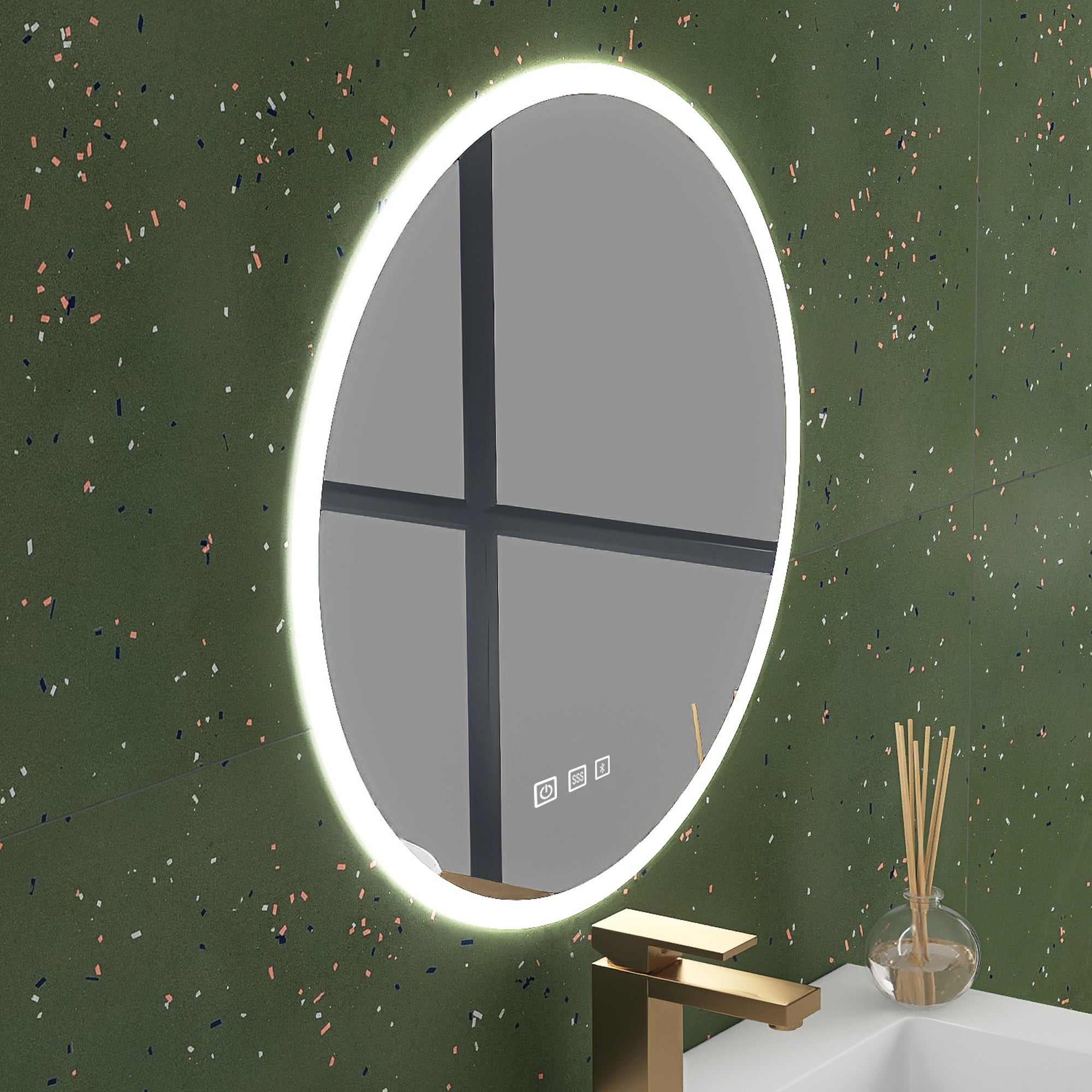 32''Round Frameless Wall Mount Anti Fog LED Light Bathroom Vanity Mirror