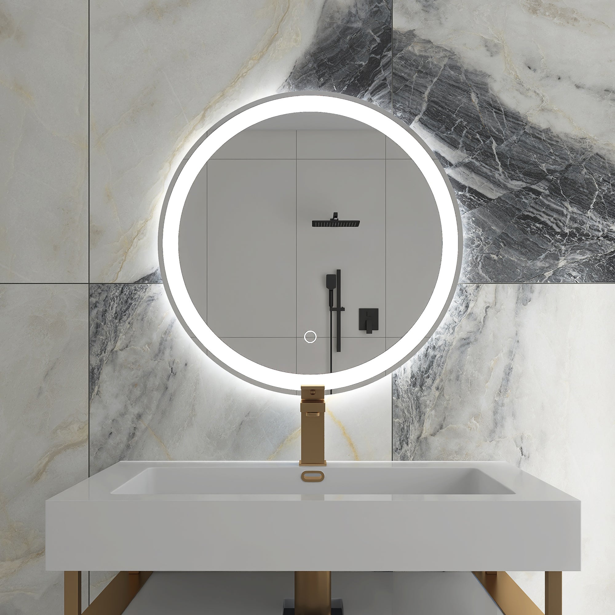 24 in. Round Frameless Anti-Fog Wall-Mount LED Bathroom Vanity Mirror