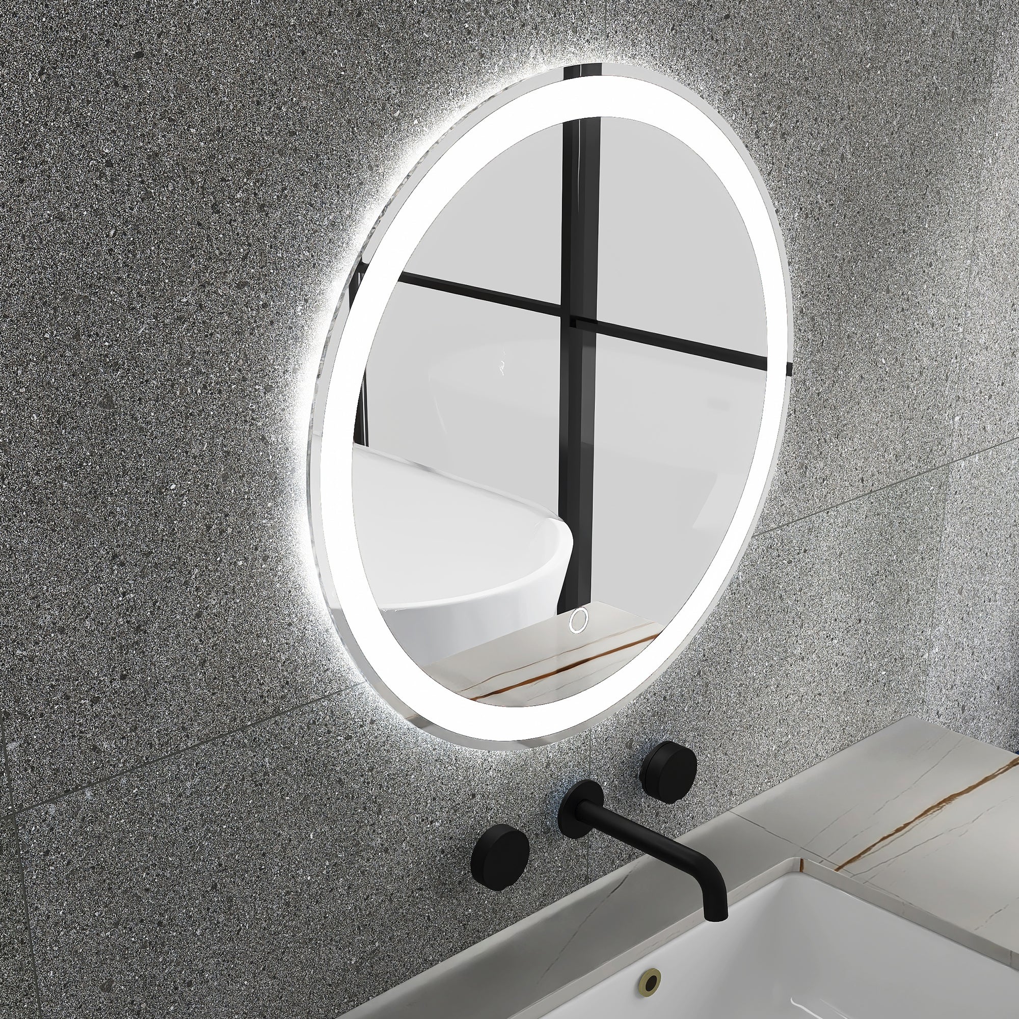 24 in. Round Frameless Anti-Fog Wall-Mount LED Bathroom Vanity Mirror