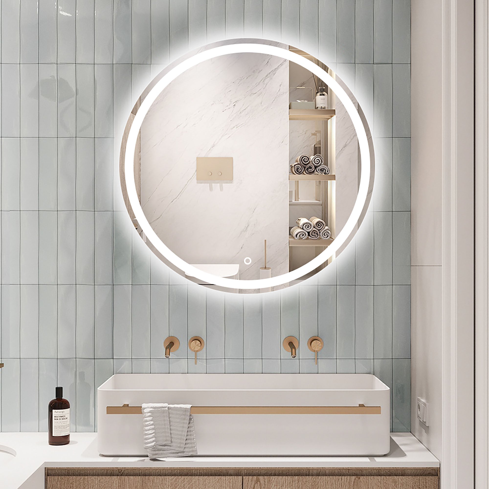 24 in. Round Frameless Anti-Fog Wall-Mount LED Bathroom Vanity Mirror