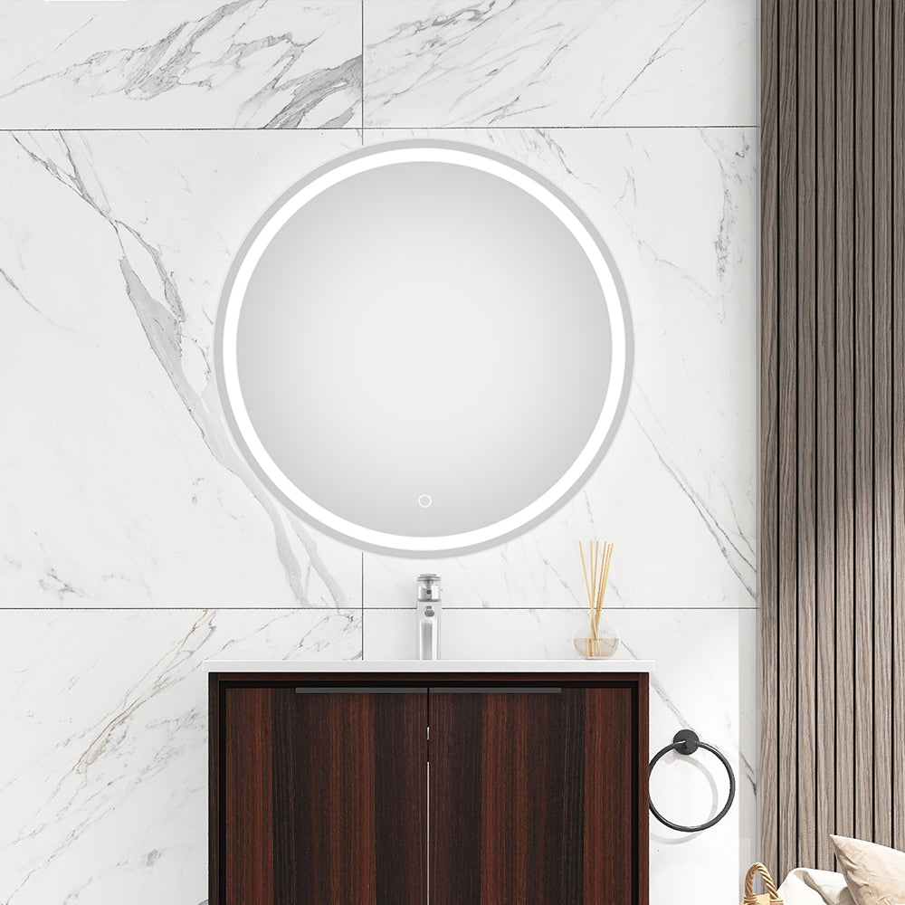 24 in. Round Frameless Anti-Fog Wall-Mount LED Bathroom Vanity Mirror