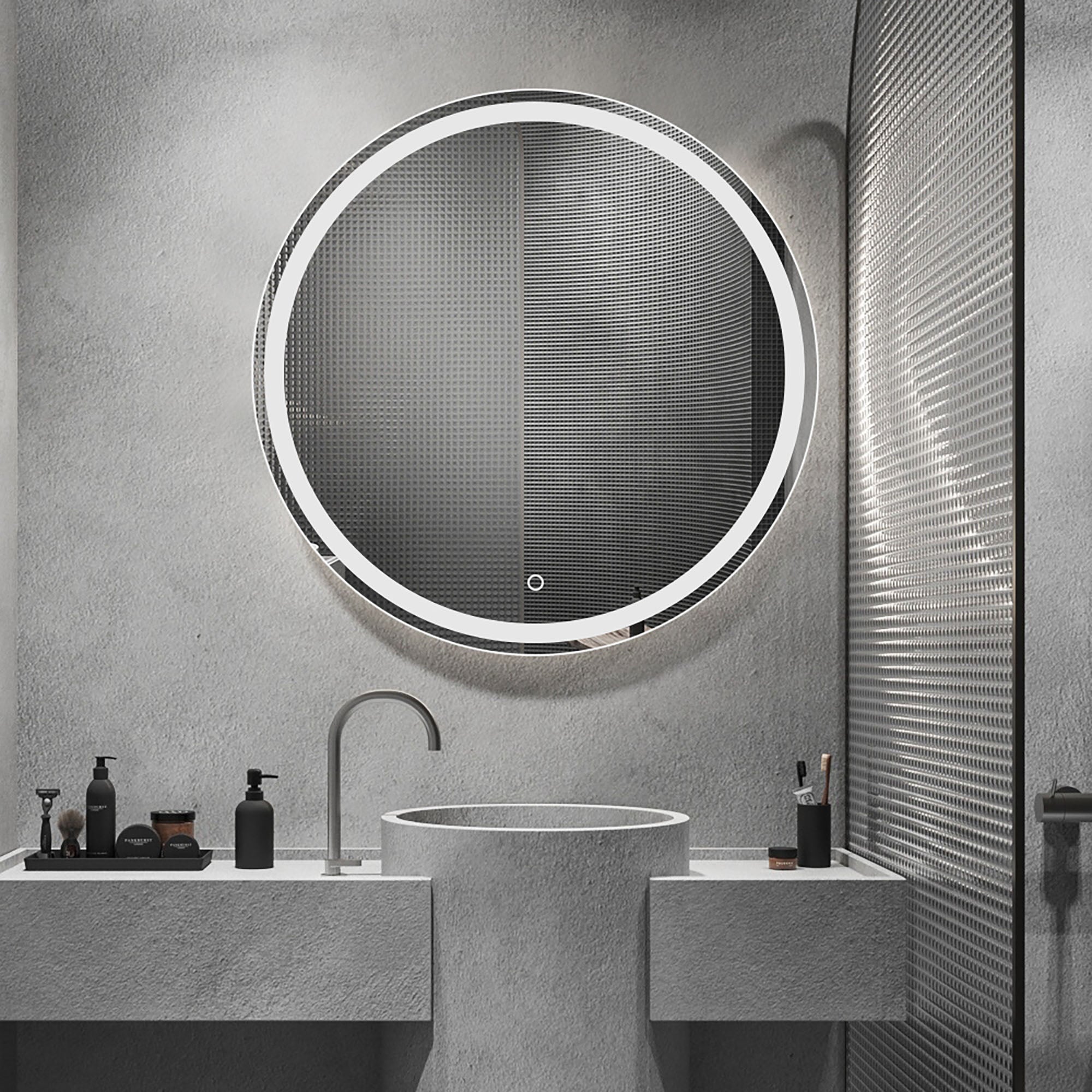 32 in. Round Frameless Anti-Fog Wall-Mount LED Bathroom Vanity Mirror