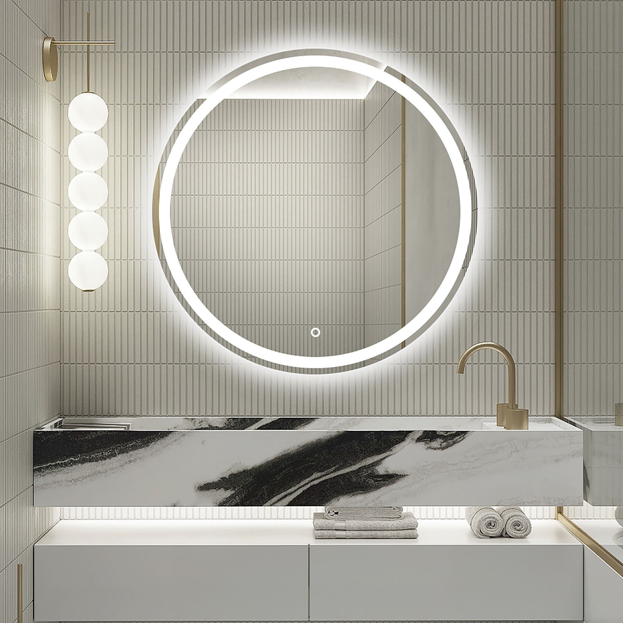 32 in. Round Frameless Anti-Fog Wall-Mount LED Bathroom Vanity Mirror