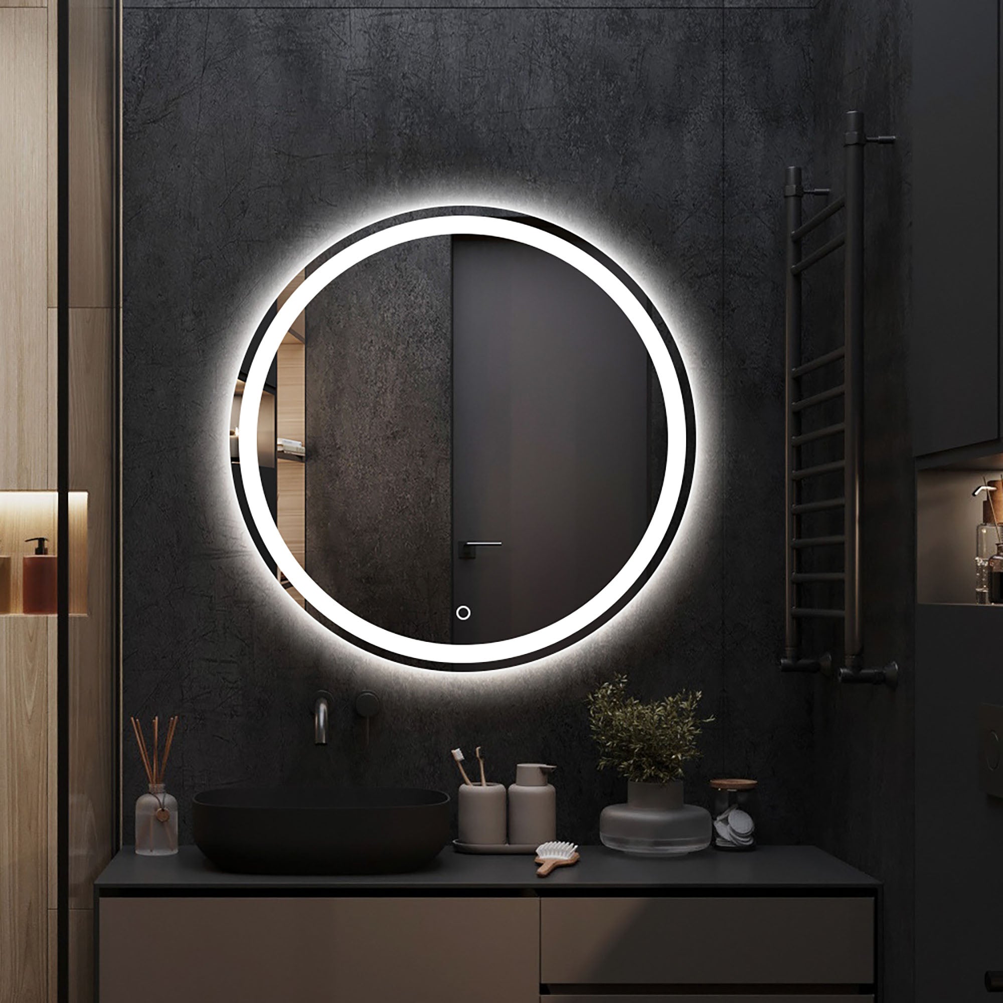 32 in. Round Frameless Anti-Fog Wall-Mount LED Bathroom Vanity Mirror