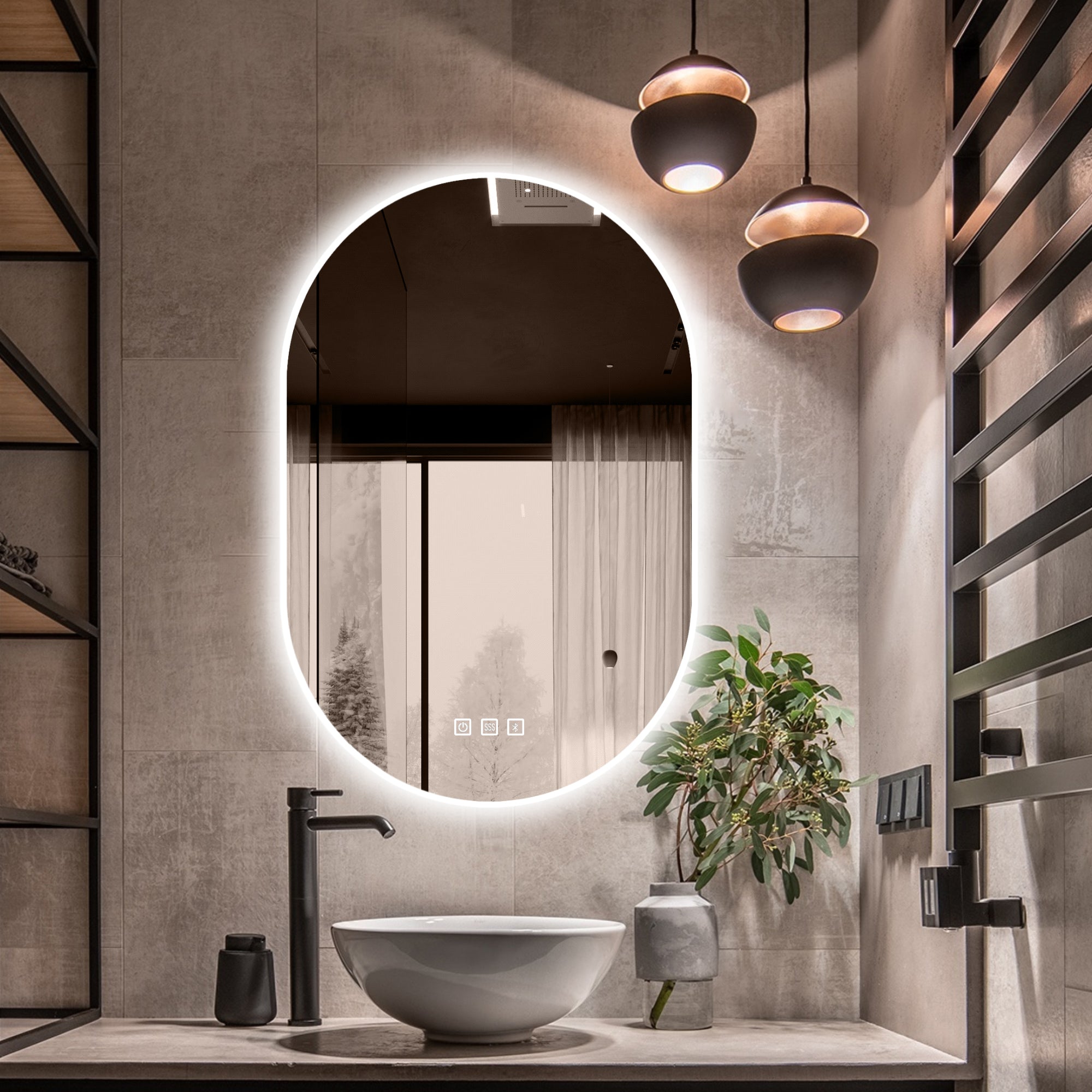 24 in. W x 36 in. H Large Oval Frameless Wall-Mount Anti-Fog LED Light Bathroom Vanity Mirror