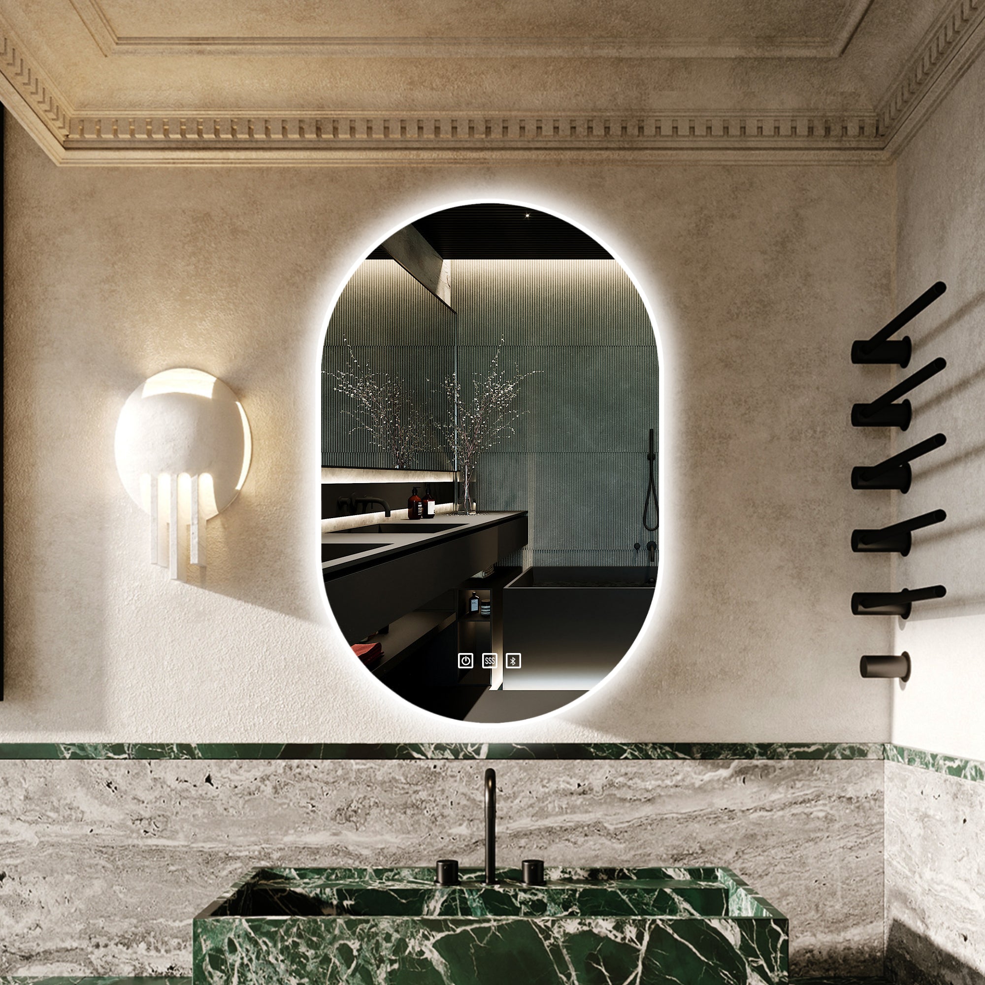 24 in. W x 36 in. H Large Oval Frameless Wall-Mount Anti-Fog LED Light Bathroom Vanity Mirror